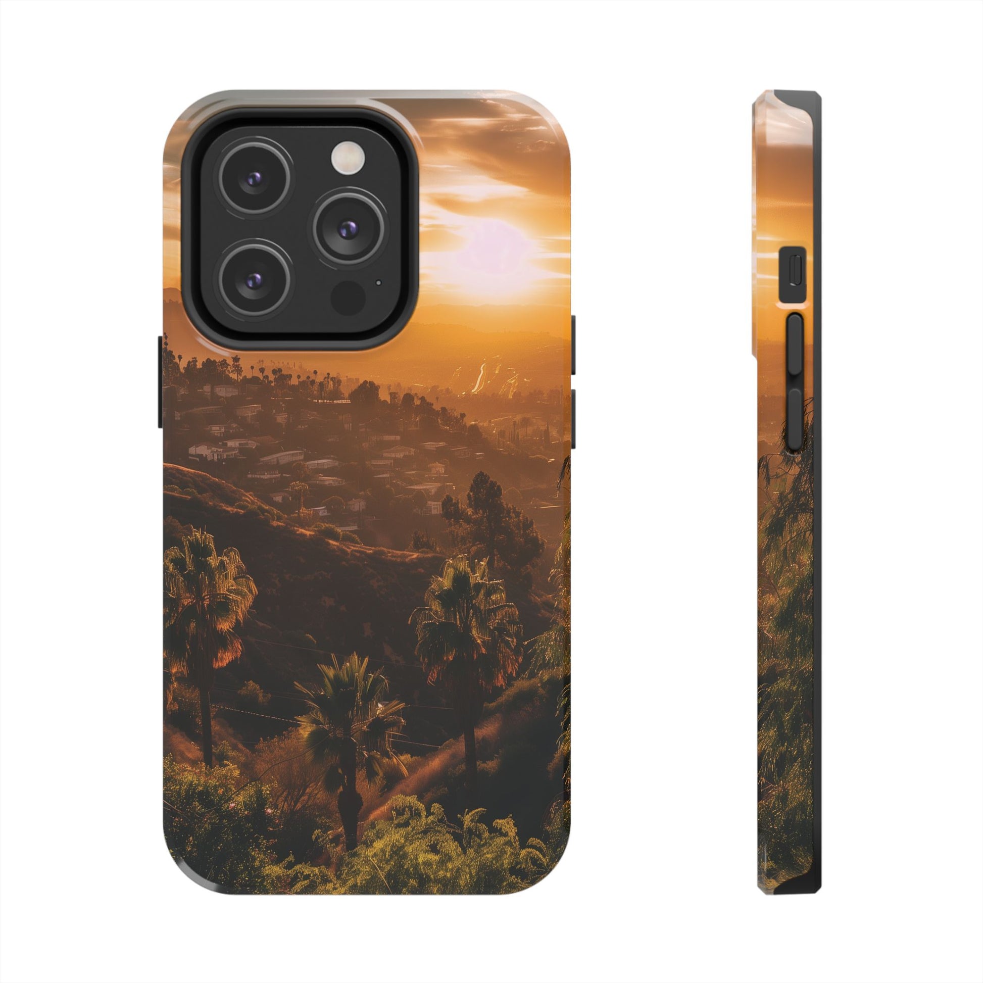 Los Angeles Sunset iPhone Case, Golden Hour Scenic View, Hollywood Hills Sunset Phone Case, Palm Trees Phone Case, iphone 15 pro max case
