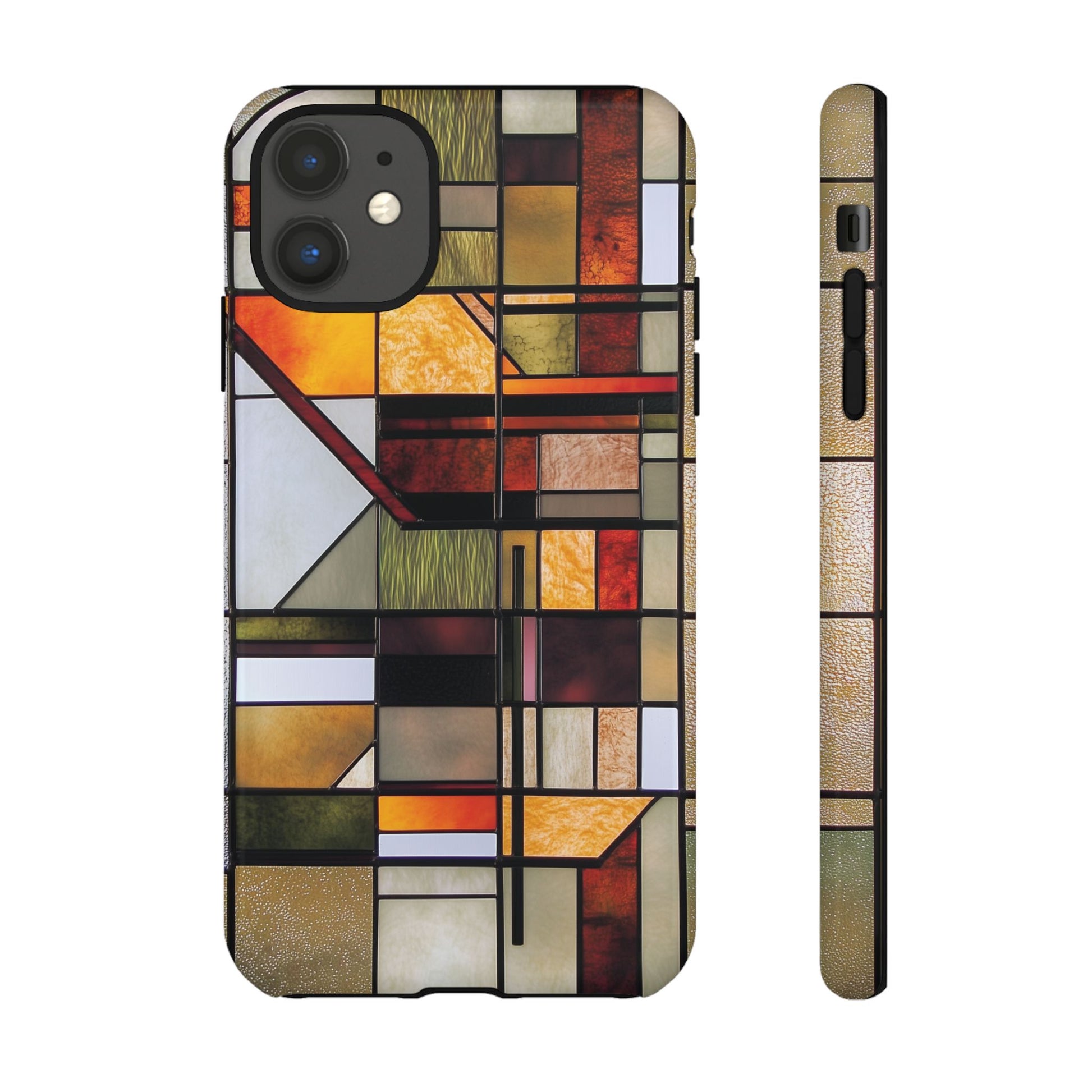 Stained Glass Phone Case Art Deco Frank Lloyd Wright Cottage Core Usonian Prairie Style Geometric Stylish  iPhone 14 15 16 Pro