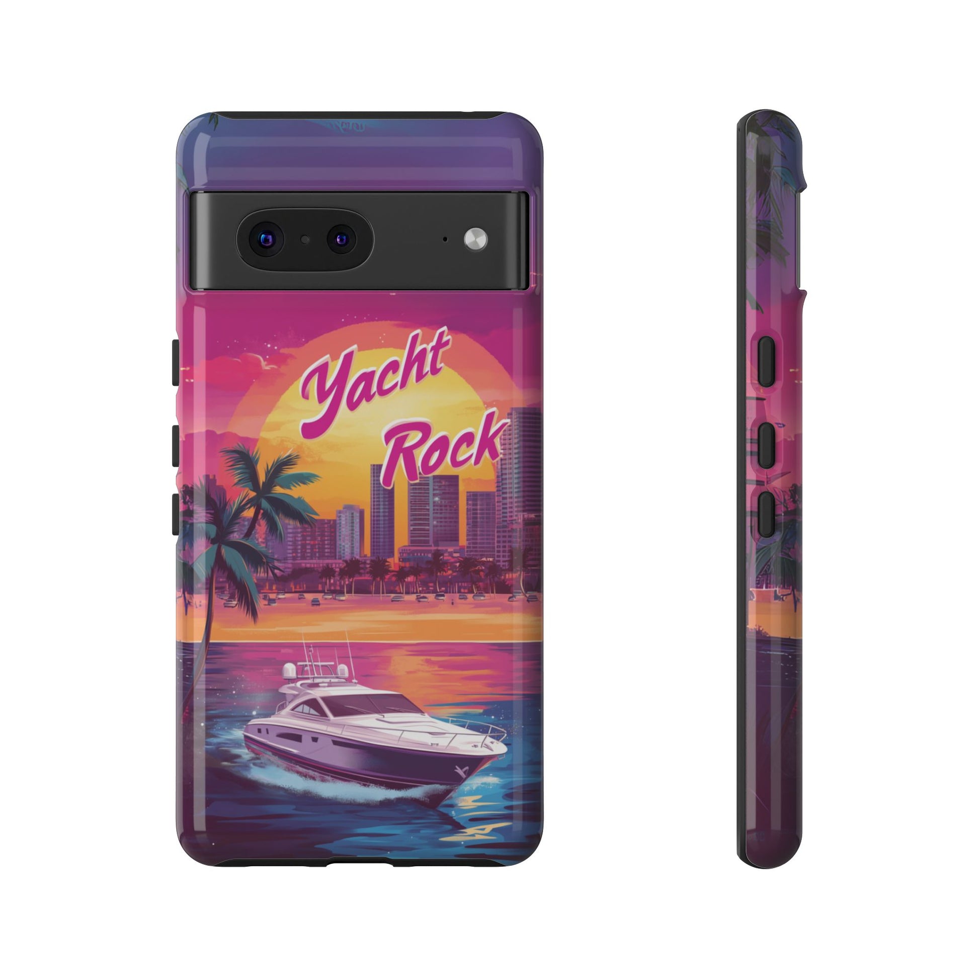 Custom Yacht Rock Phone Case iPhone 13 14 15 16 Pro Max Sunset Cruise Harbor Miami Vice Yacht Rock Gift Boating Captain South Beach Surfing