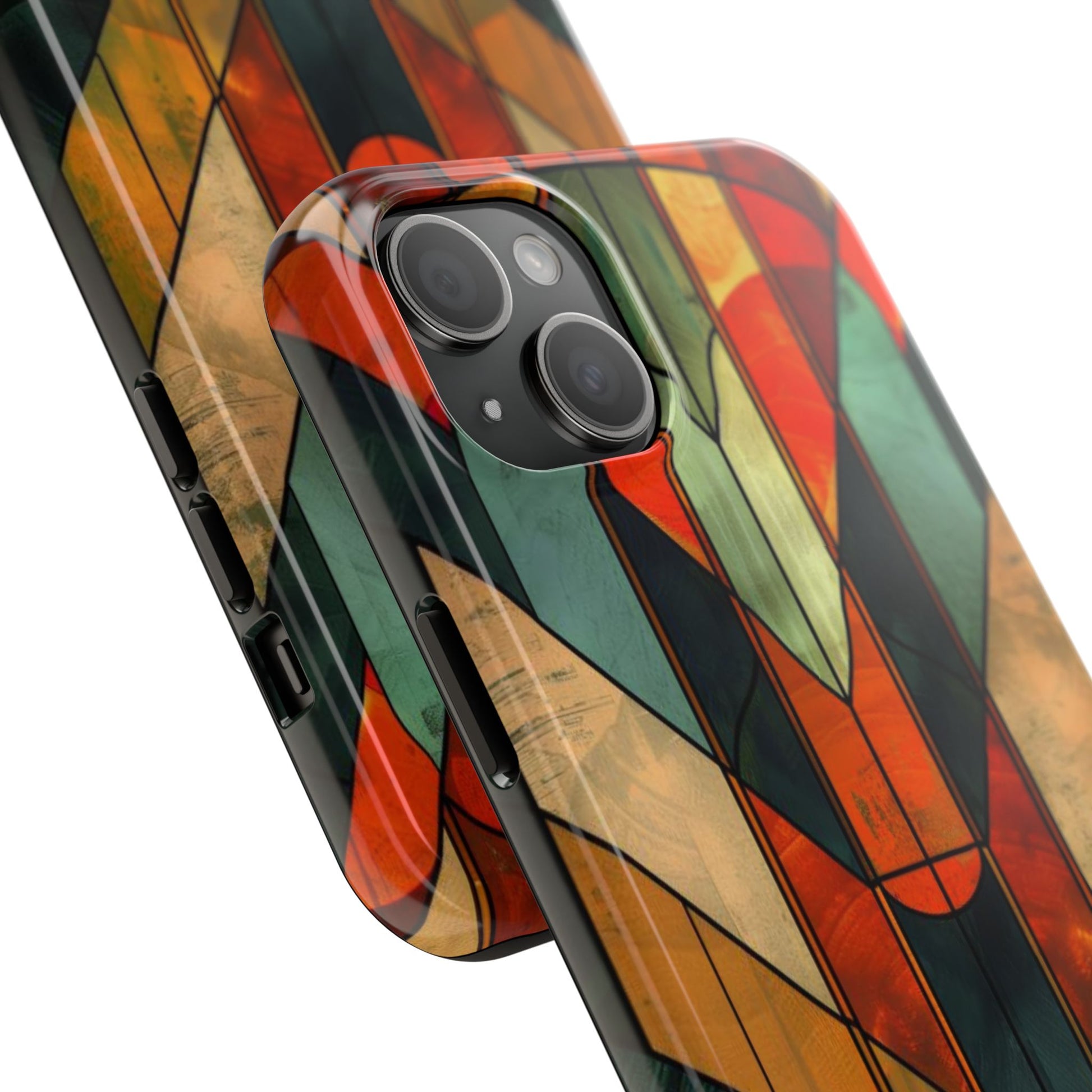Noir Art Deco Colorful Stained Glass - Durable Dual Layer Iphone Case - Architect Phone Case