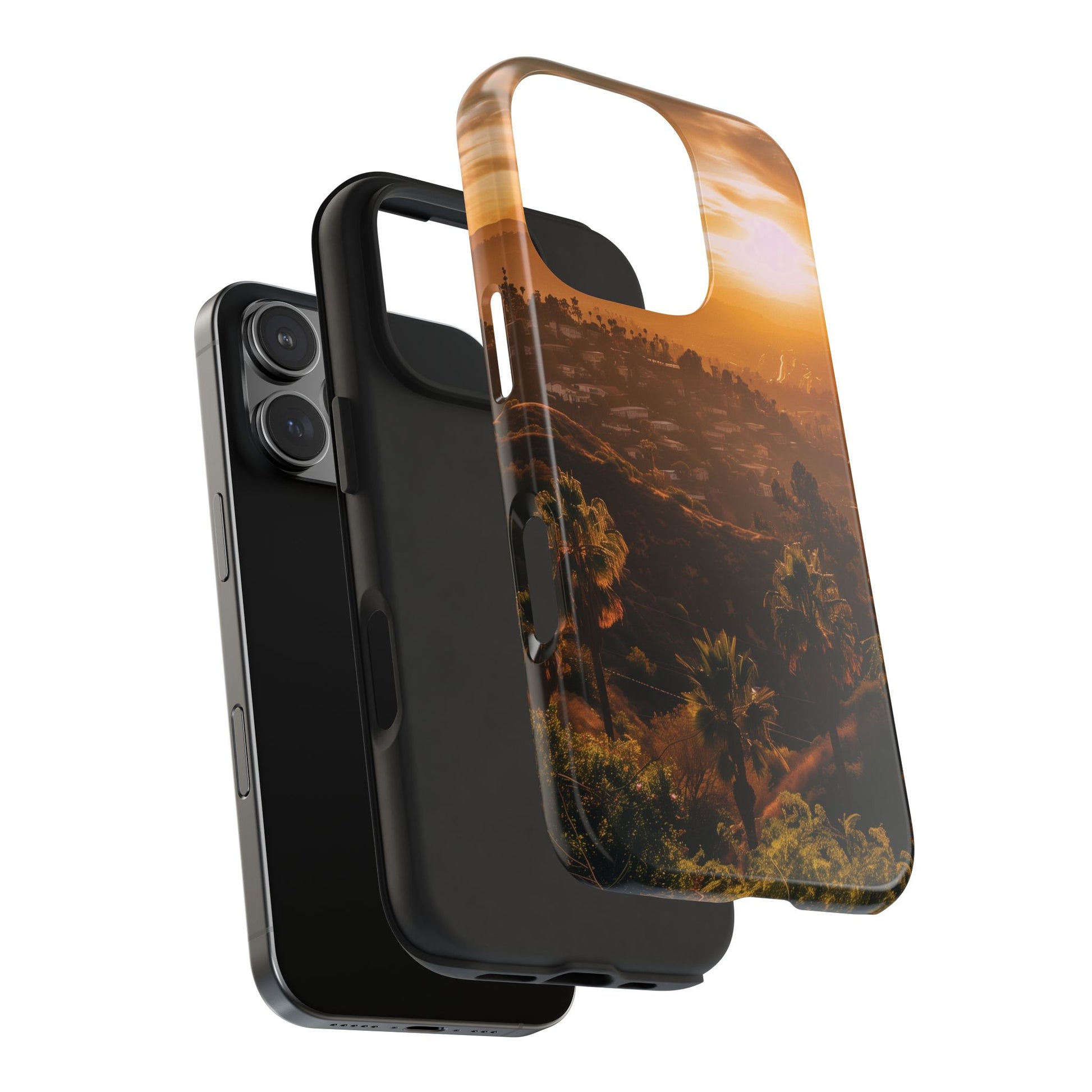 Los Angeles Sunset iPhone Case, Golden Hour Scenic View, Hollywood Hills Sunset Phone Case, Palm Trees Phone Case, iphone 15 pro max case