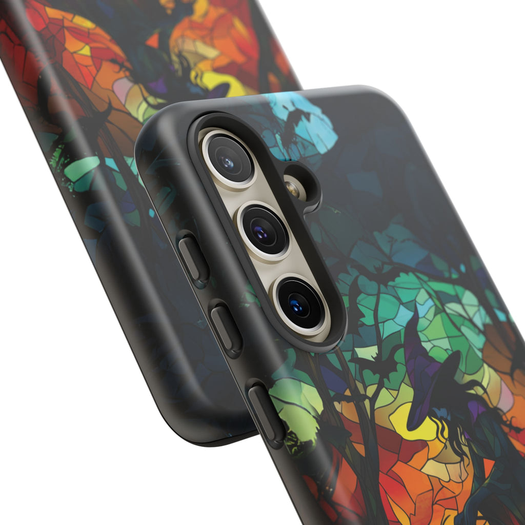 Halloween Witch Stained Glass Dark Academia Spooky Fall Witchy Pumpkin Bats Seasonal Fall Mosaic Case iPhone 13 14 15 16 Pro Max