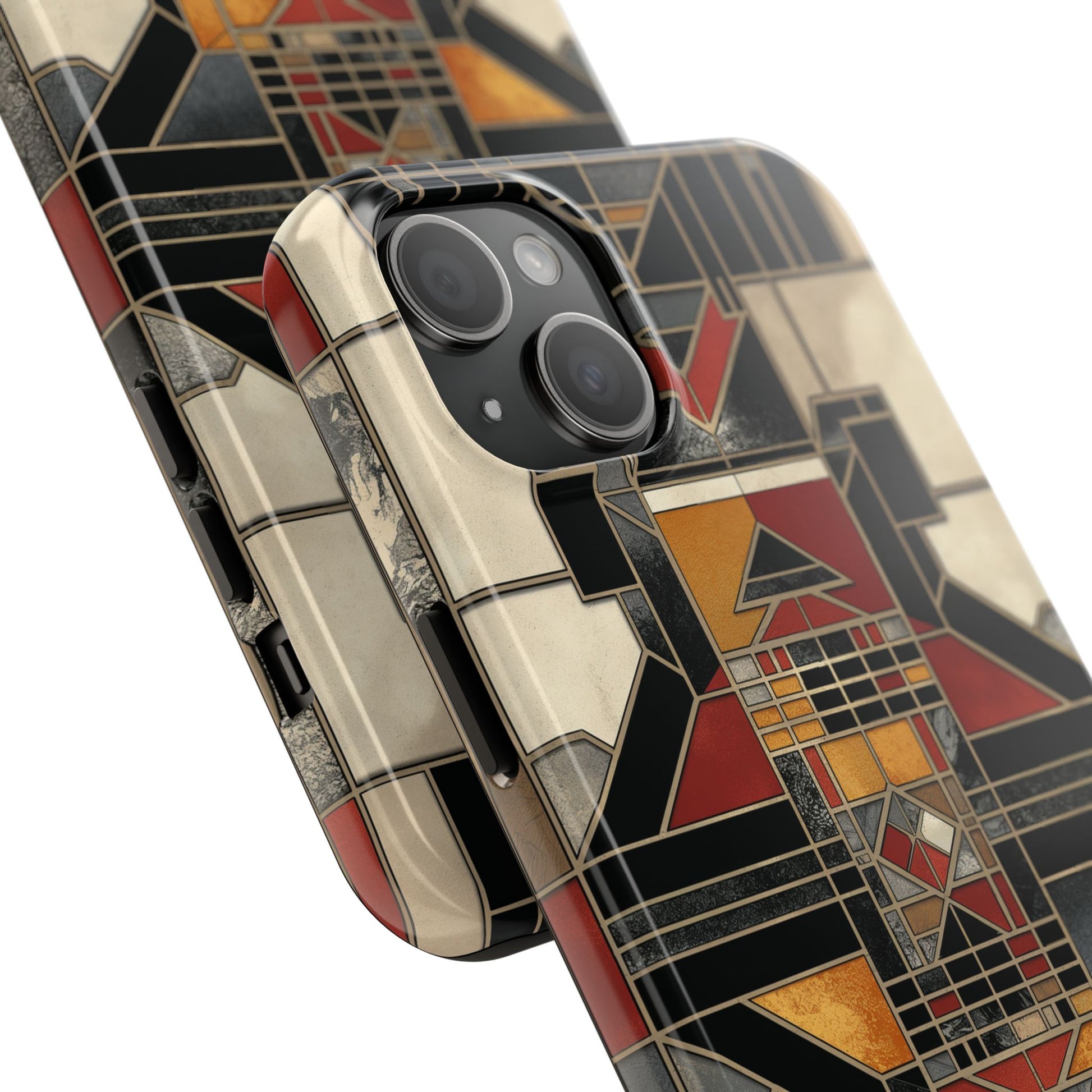 Frank Lloyd Wright Inspired Stained Glass Phone Case - Geometric Elegance for iPhone Models