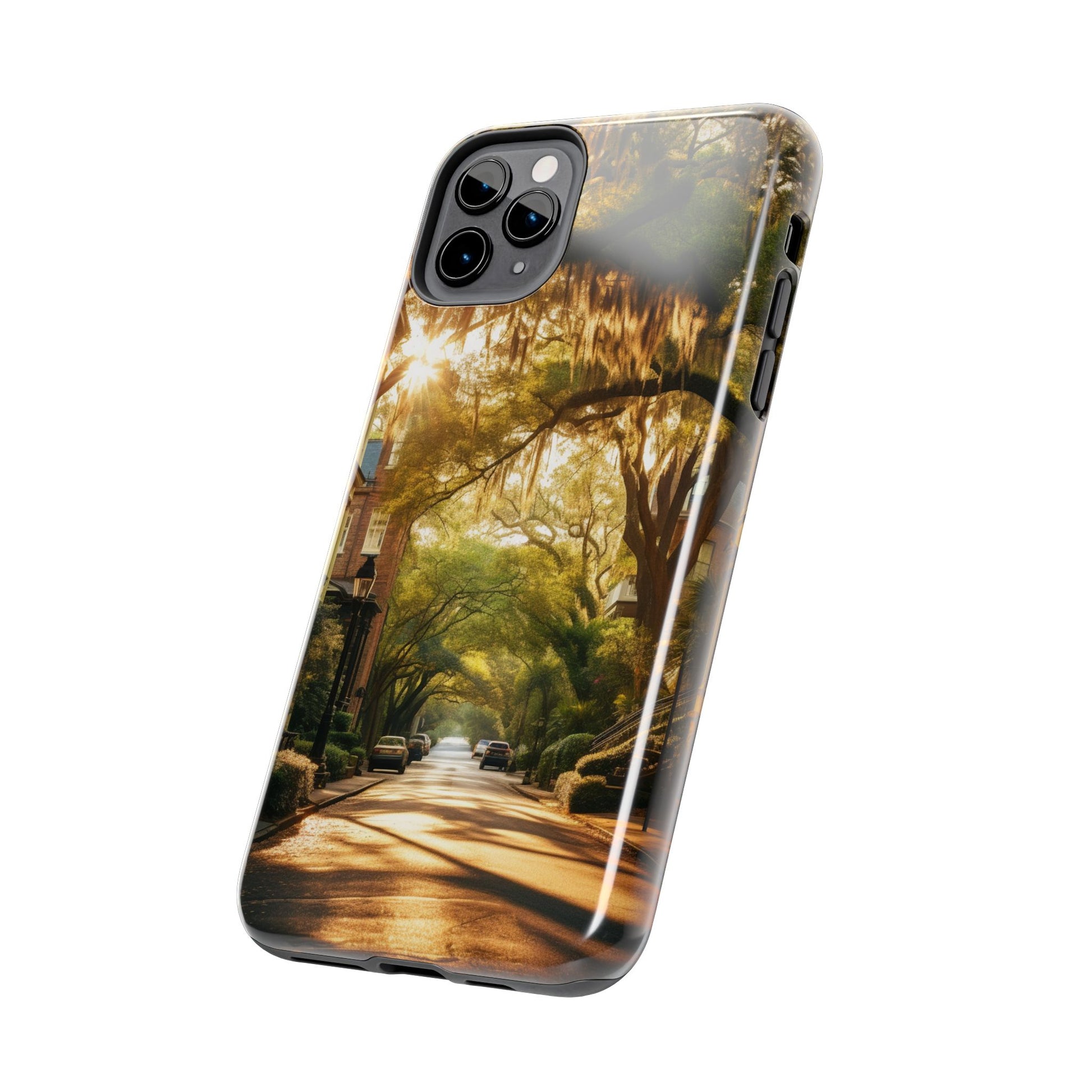 Historic Savannah Georgia Street Scene Phone Case - Unique Protective Cover for iPhone Models, Perfect Souvenir or Gift