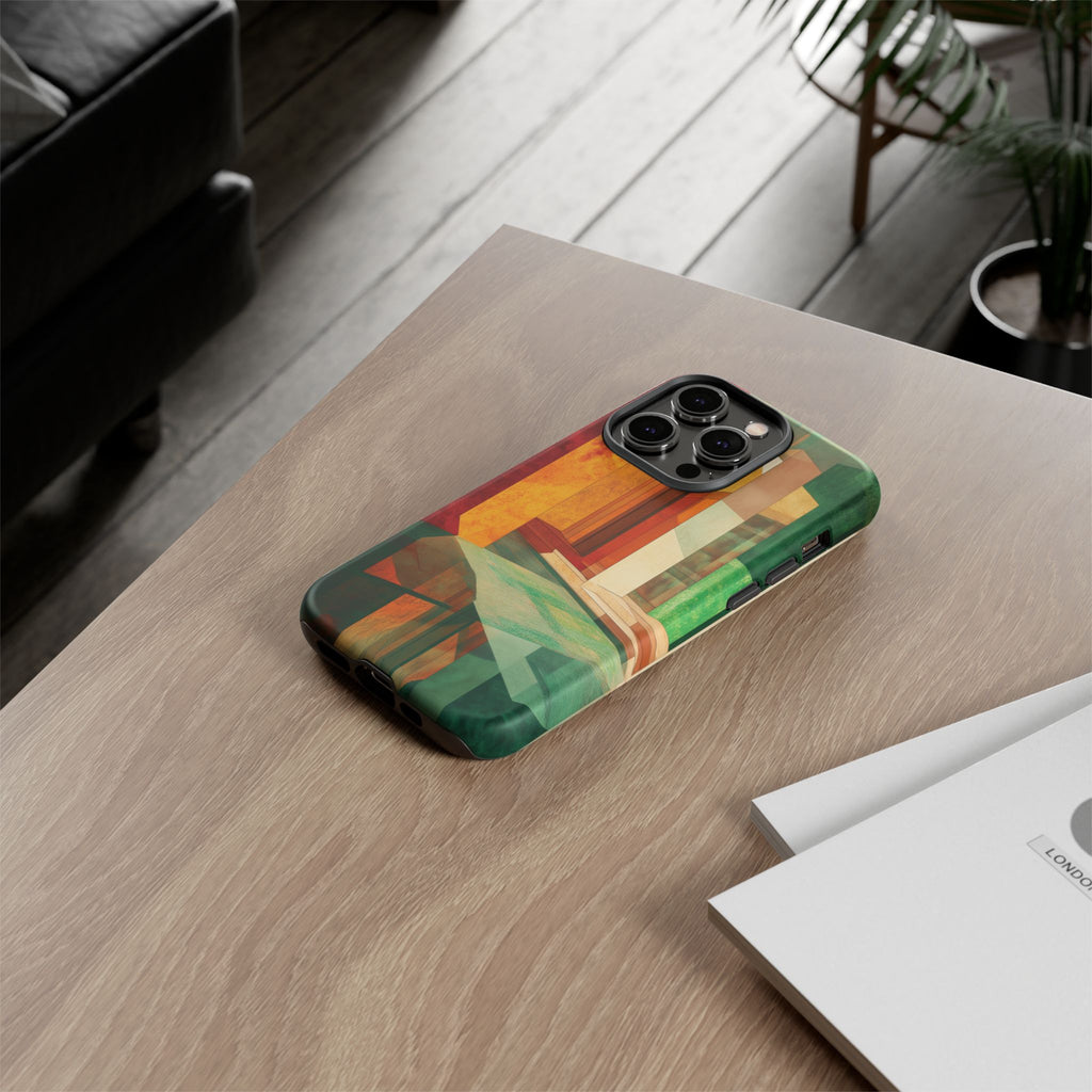Art Deco Frank Lloyd Wright Inspired Usonian Phone Case Geometric Stained Glass Art Deco Marble Gold 13 14 15 16 iPhone Pro Max Galaxy Pixel