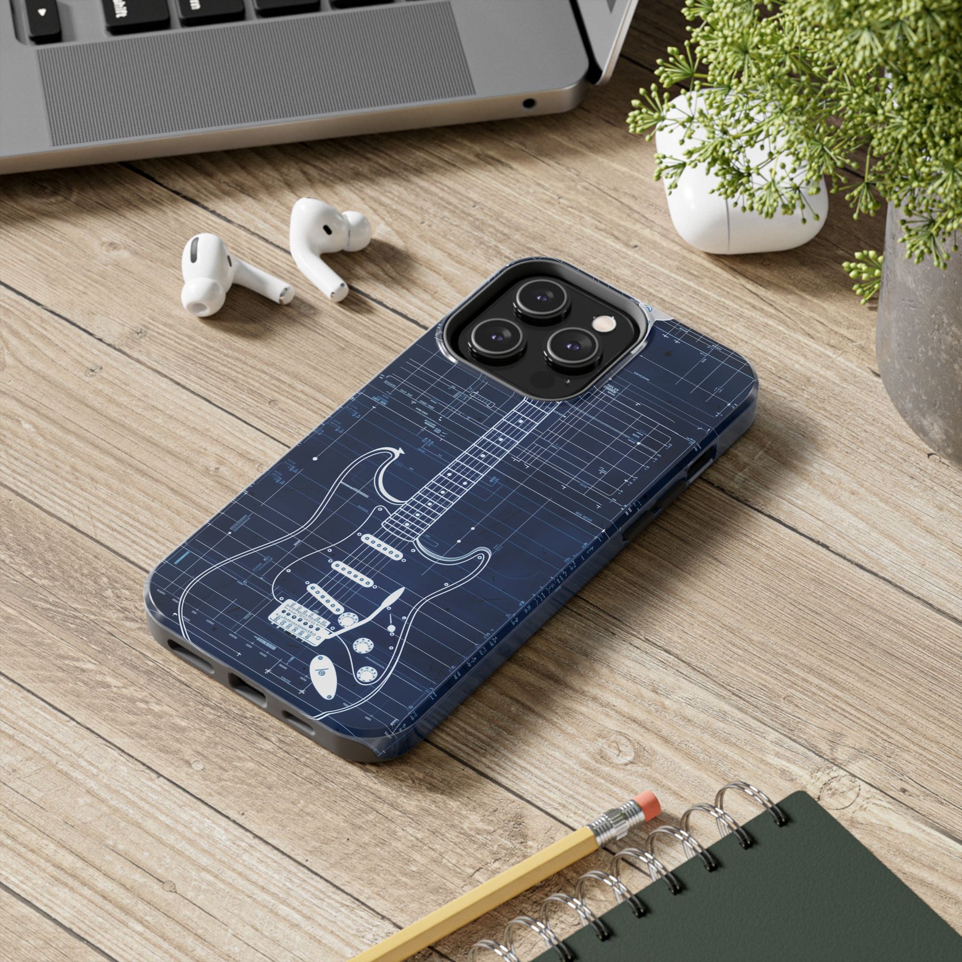 Guitar Phone Case, Guitar Blueprint iPhone Cover, Vintage Guitar Design, Custom iPhone Covers, Rock Music Phone Accessories, Musician Gift