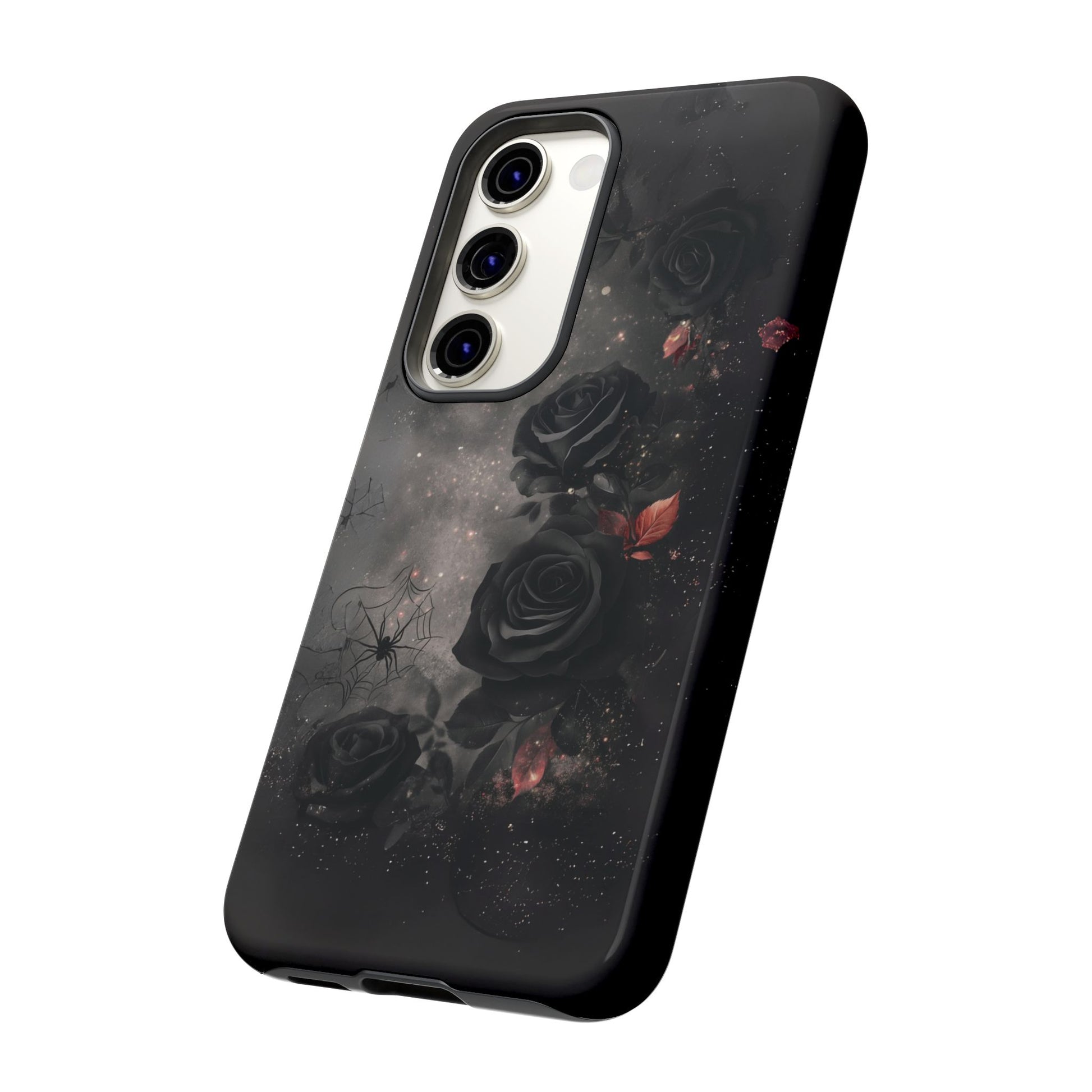 Gothic Floral Phone Case Dark Academia Black Roses Spider Webs Space Witchcraft Night Sky iPhone 13 14 15 16 Pro Max Galaxy Pixel