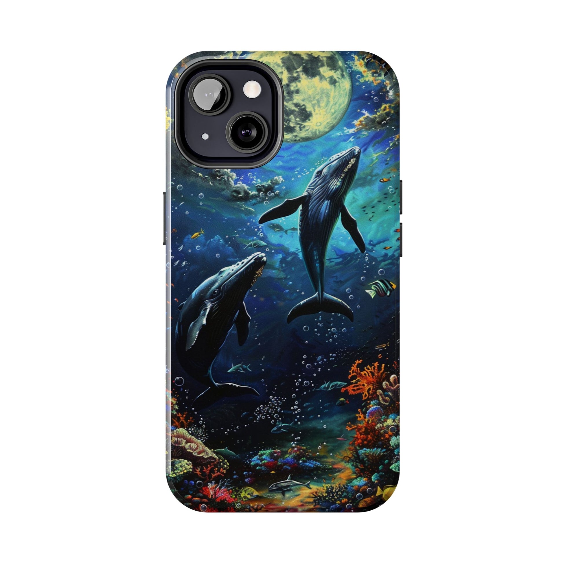 Moonlit Whales Underwater Phone Case - Durable and Stunning Protective Cover