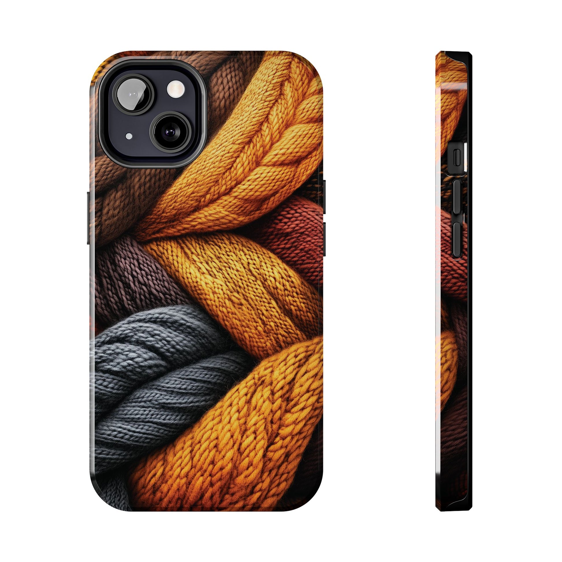 Fall Knit Sweater Cozy Cottagecore Phone Case Boho Embroidered Fall Colors Phone Cover for iPhone 13 14 15 Pro, Samsung Galaxy S22 S23