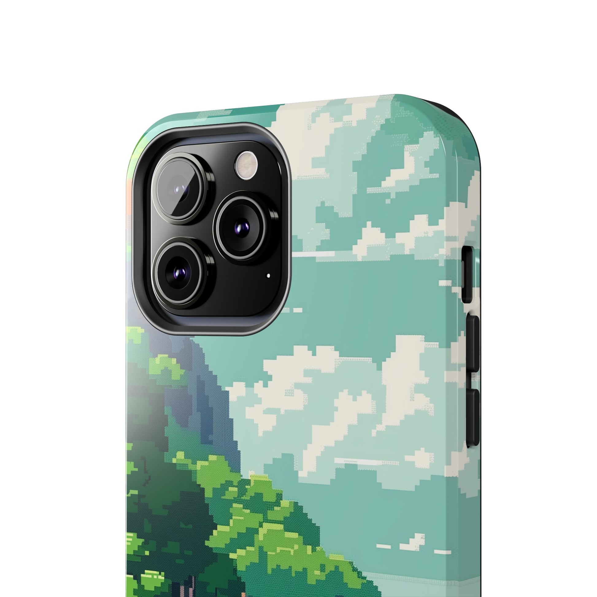Pixel Art Video Game Landscapes Phone Case, Retro Gaming Pixelated Design, Geeky Gamer Phone Cover, Unique Video Game Art Accessories