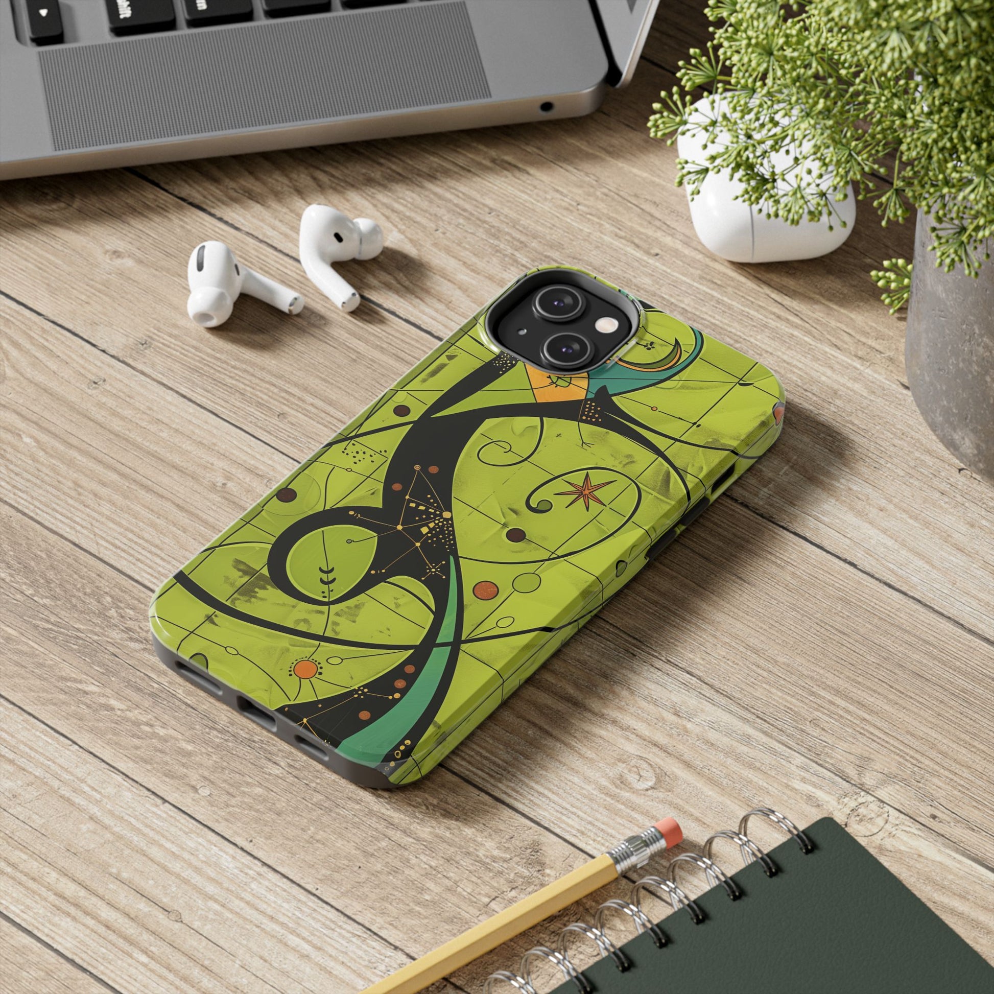 Mid Century Modern Star Design Phone Case, Earth Tone Colors, Retro Style Smartphone Cover, Vintage Phone Case, iPhone 14 Case, Apple iPhone