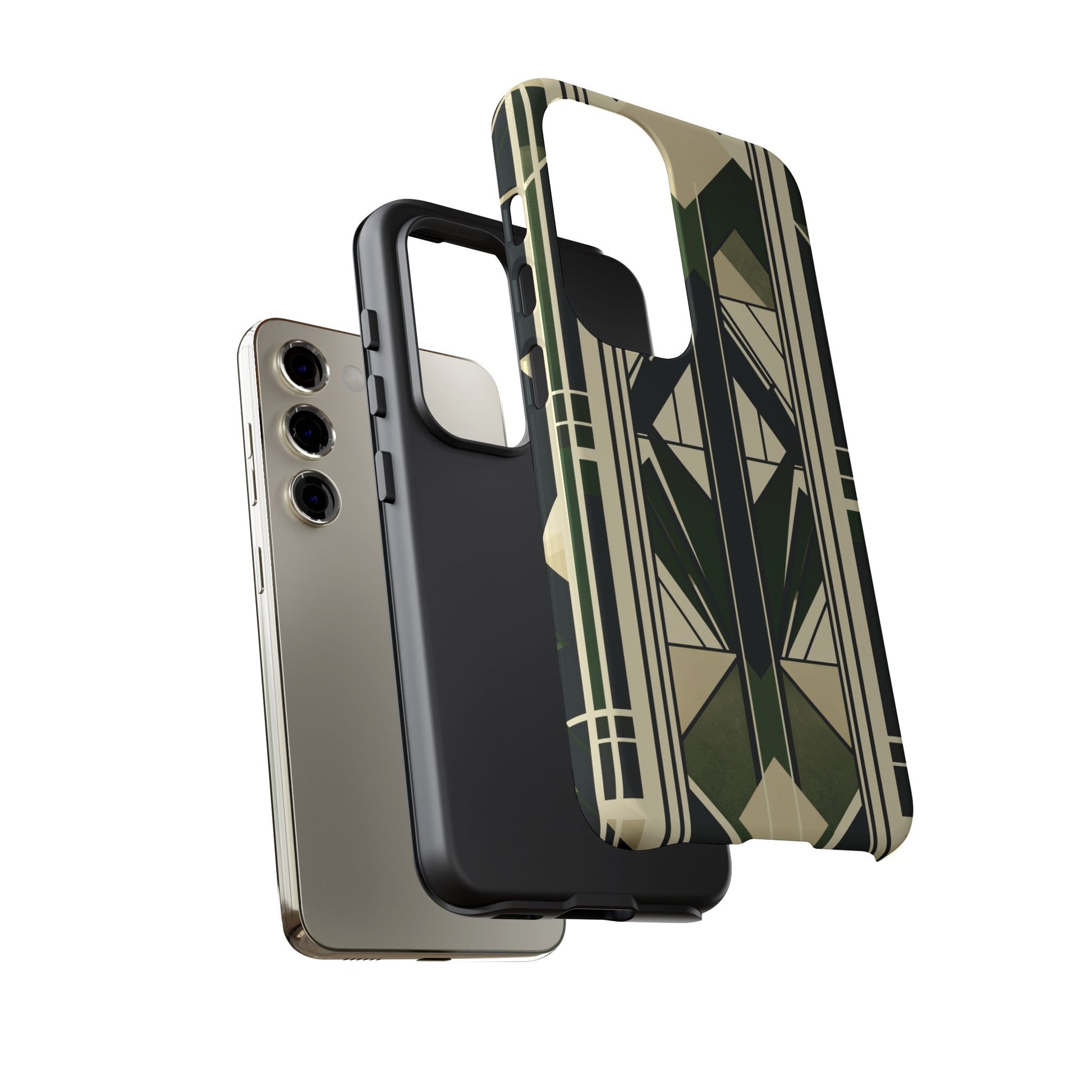 Dark Green Frank Lloyd Wright Inspired Phone Case Geometric Stained Glass Art Deco Marble Gold 13 14 15 16 iPhone Pro Max Galaxy Pixel