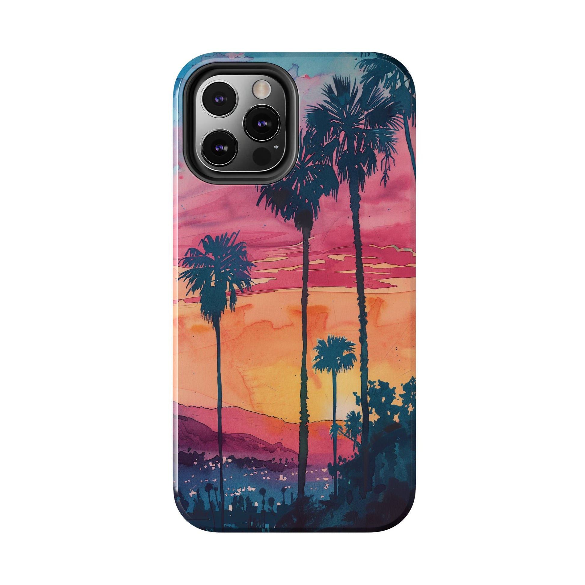 Los Angeles Sunset iPhone Case, Golden Hour Scenic View, Hollywood Hills Sunset Phone Case, Palm Trees Phone Case, iphone 15 pro max case