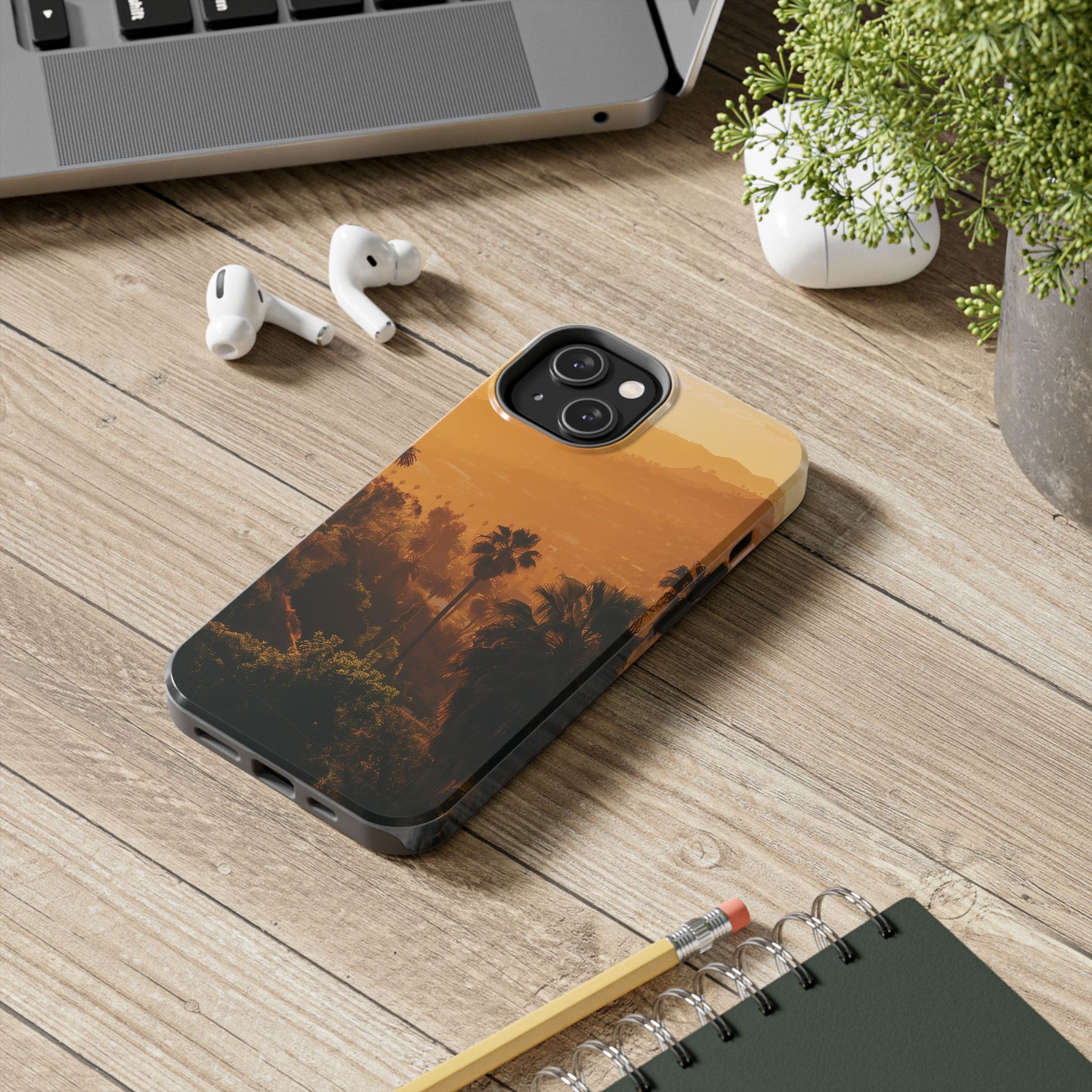 Los Angeles Sunset iPhone Case, Golden Hour Scenic View, Hollywood Hills Sunset Phone Case, Palm Trees Phone Case, iphone 15 pro max case