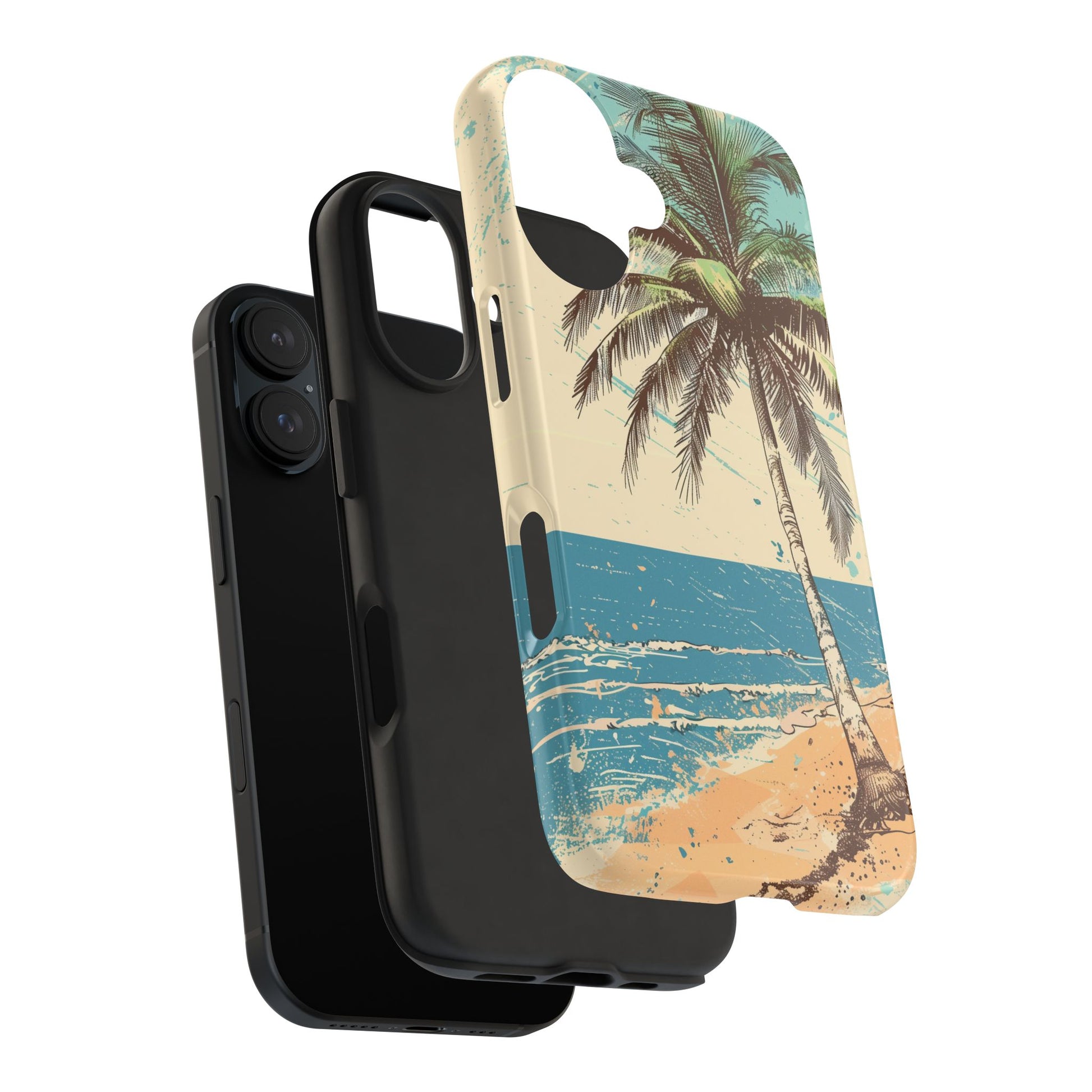 Retro Beach Scene Phone Case, Vintage Tropical Ocean iPhone Case, Summer Beach Phone Cover for iPhone, iphone 15 pro max