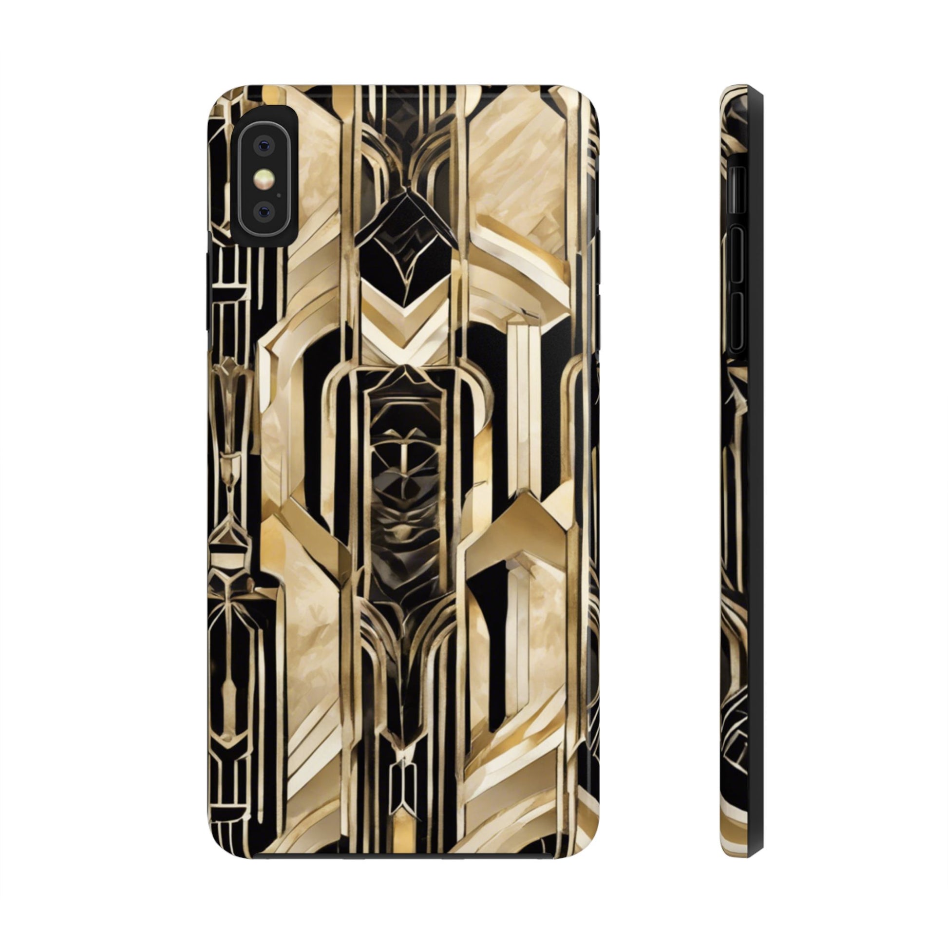 Gold Art Deco Inspired Durable Phone Case - Stylish and Sturdy Protection for Your Device