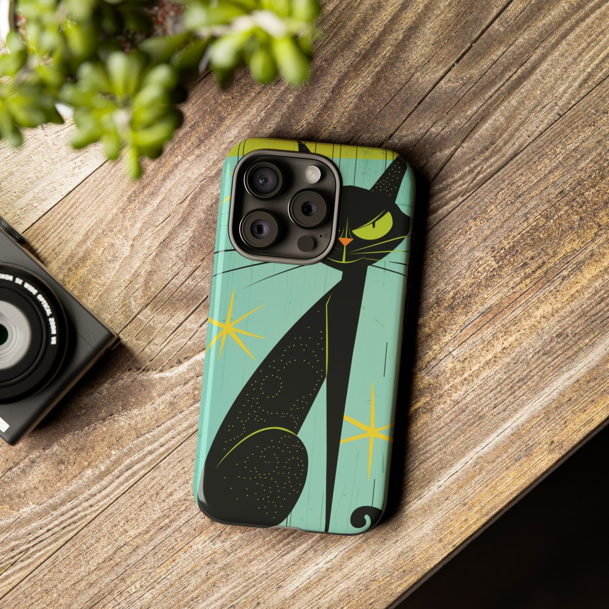 Mid-Century Modern Phone Case, Mid Mod Android Case, Atomic Cats Android Case, Retro Chic Smartphone Cover, Unique Artistic Phone Accessory