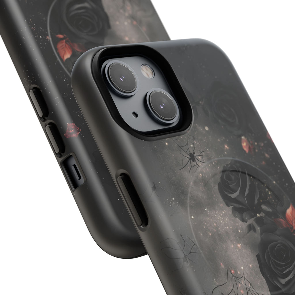 Magsafe Gothic Floral Phone Case Dark Academia Black Roses Spider Webs Butterflies Witchcraft Night Sky iPhone 14 15 Pro Max