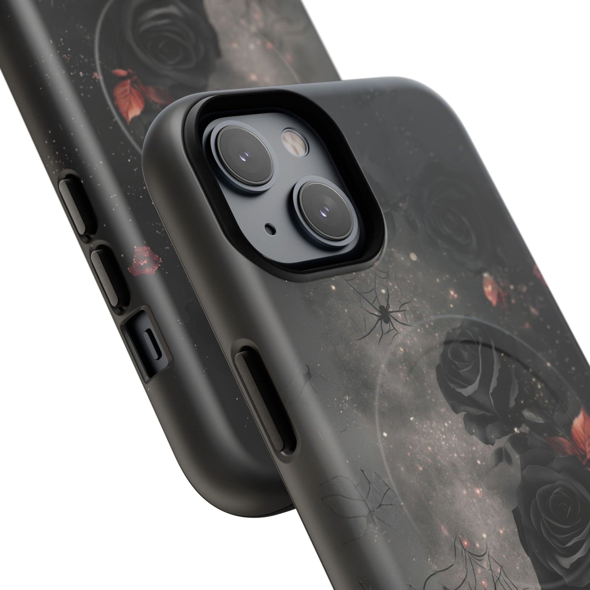 Magsafe Gothic Floral Phone Case Dark Academia Black Roses Spider Webs Butterflies Witchcraft Night Sky iPhone 14 15 Pro Max