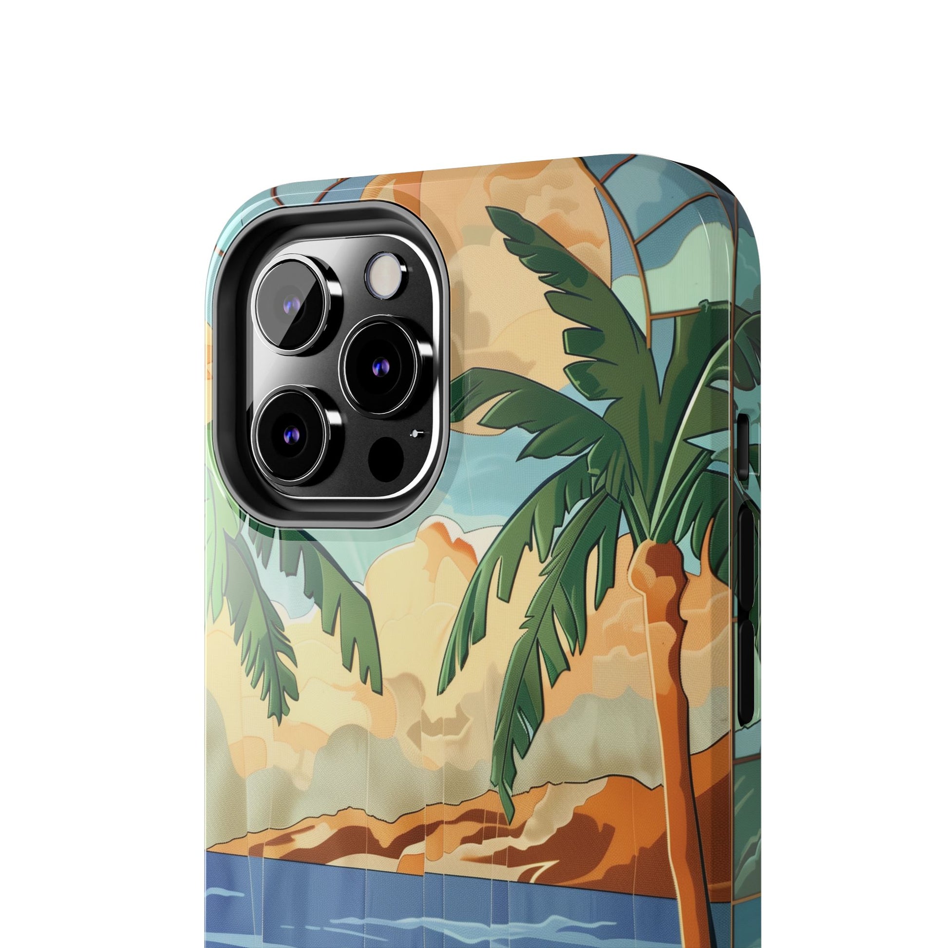 Retro Beach Scene Phone Case, Vintage Tropical Ocean iPhone Case, Summer Beach Phone Cover for iPhone, iphone 15 pro max