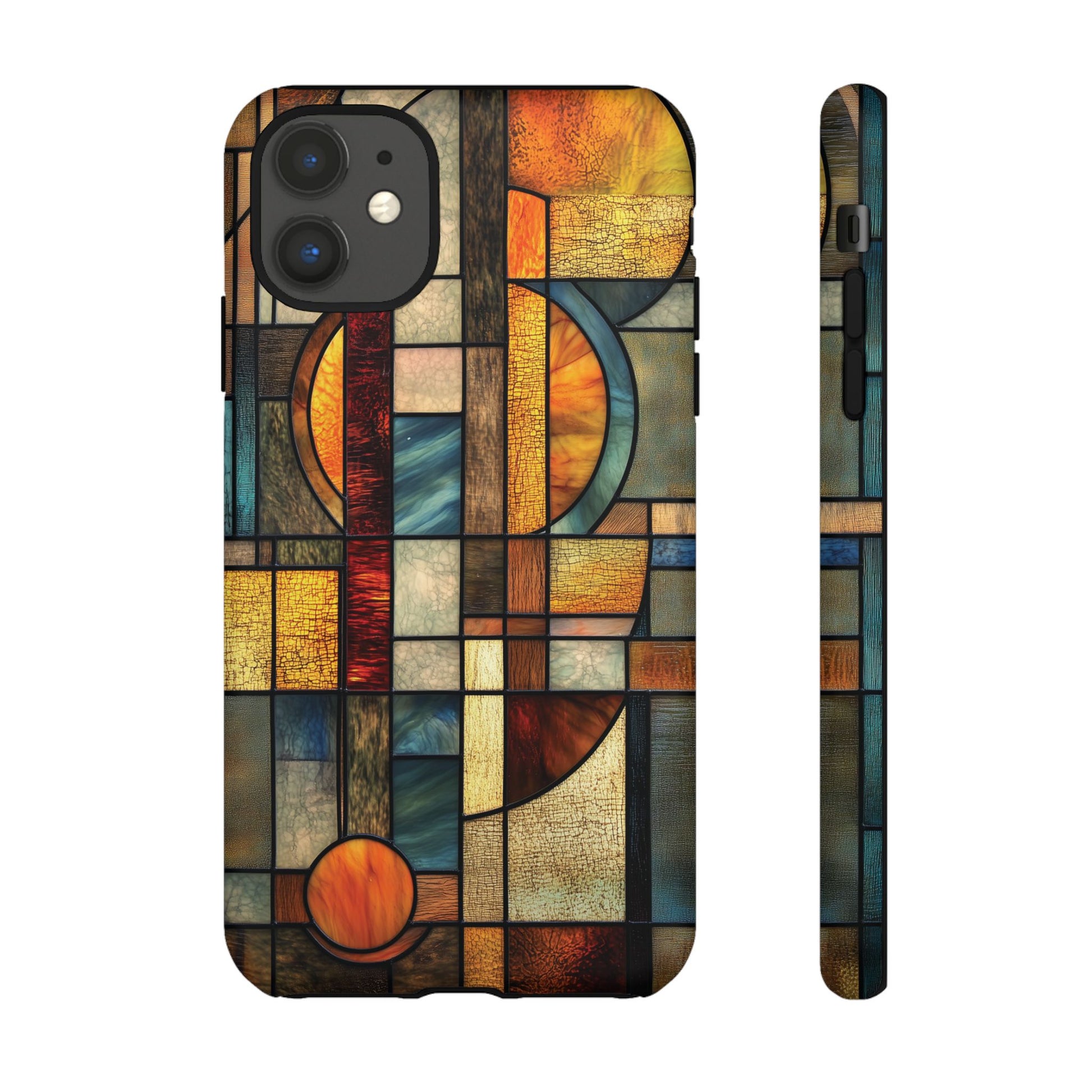 Art Deco Mosaic Stained Glass Phone Case Frank Lloyd Wright Cottage Core Usonian Prairie Style Geometric Stylish  iPhone 14 15 16 Pro