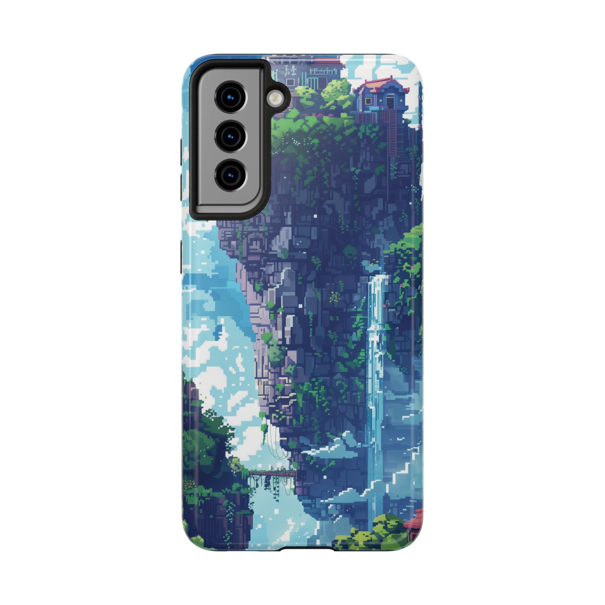 Pixel Art Video Game Landscapes Phone Case, Retro Gaming Pixelated Design, Geeky Gamer Phone Cover, Unique Video Game Art Accessories