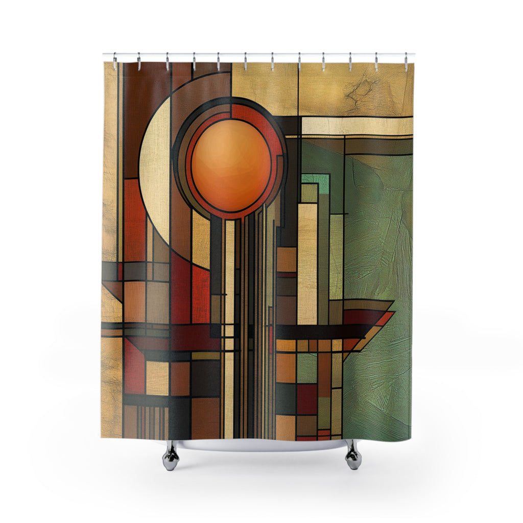 Art Deco Shower Curtain Bathroom Decor Frank Lloyd Wright Inspired Usonian