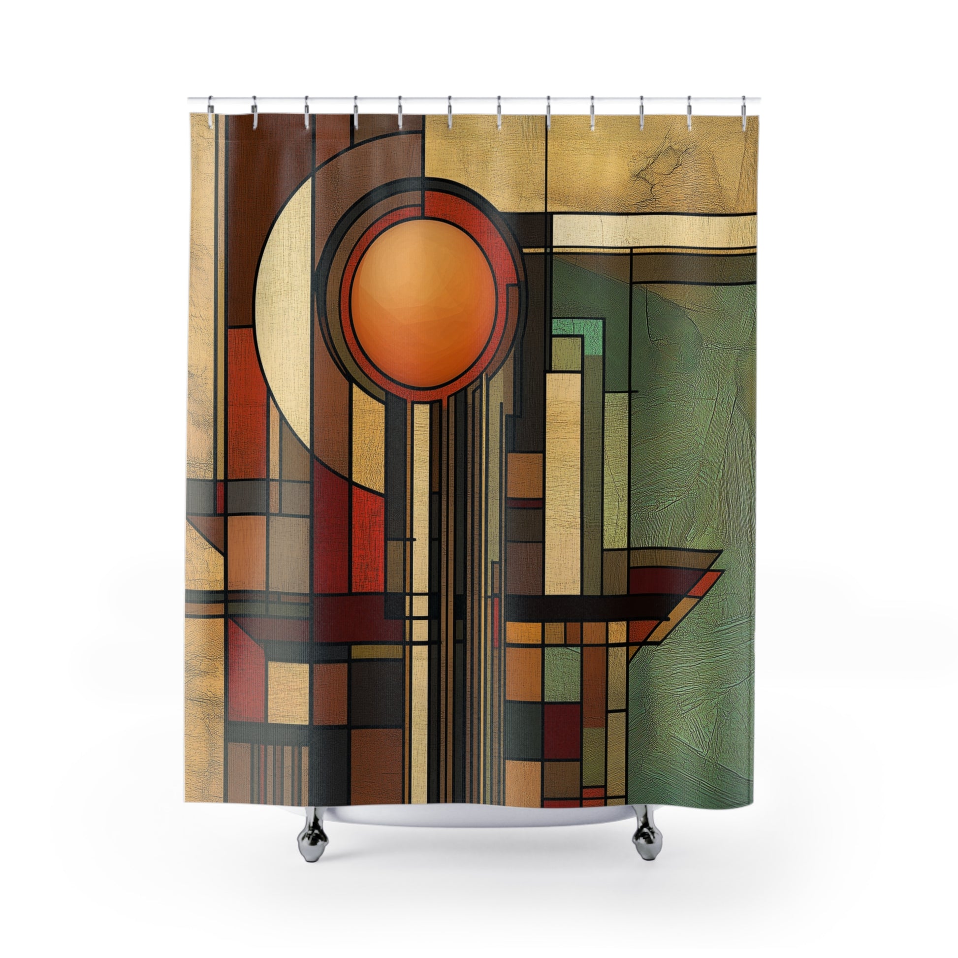 Art Deco Shower Curtain Bathroom Decor Frank Lloyd Wright Inspired Usonian