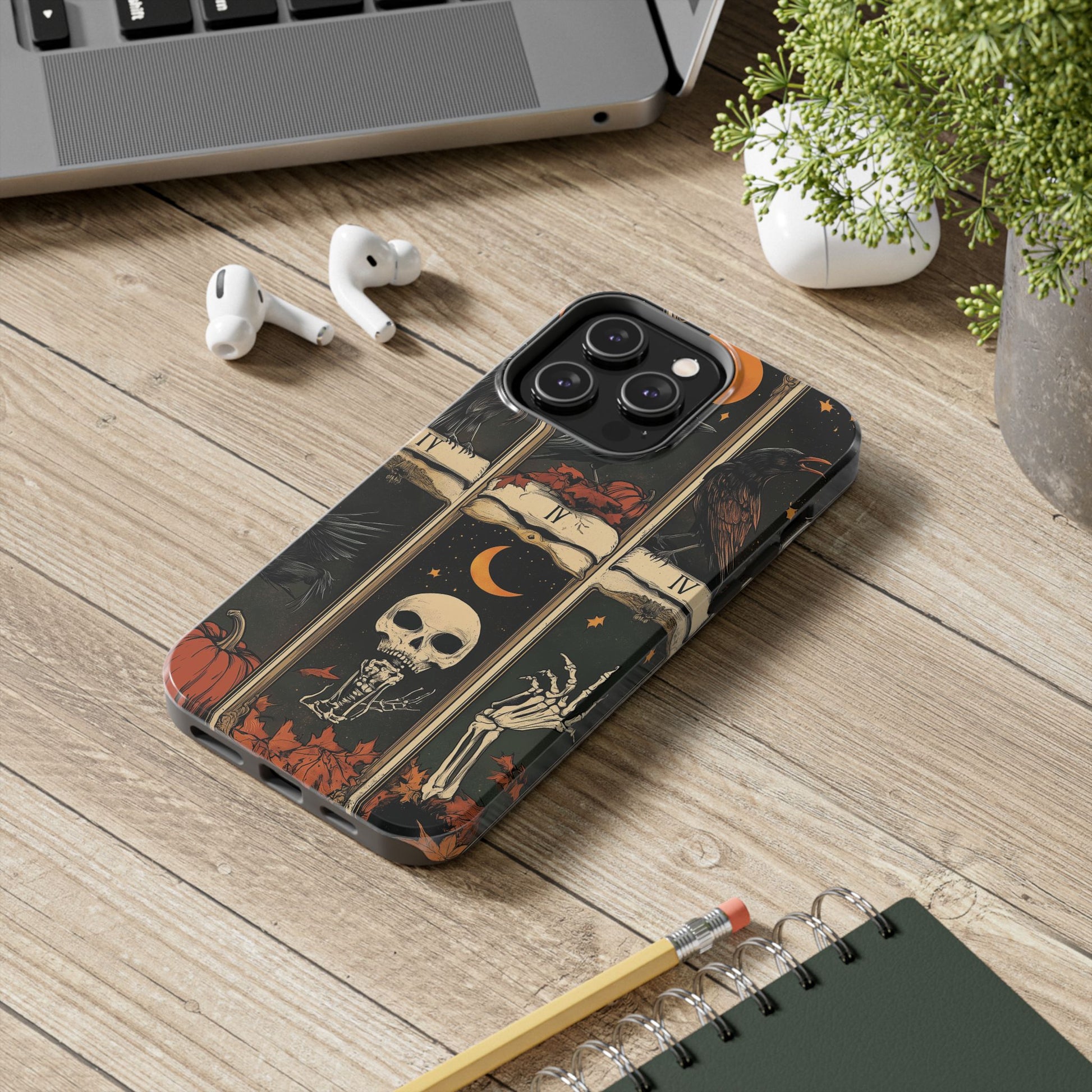 Tarot Card Mystical Phone Case Psychic The Crow Dark Academia Halloween Gothic Phone Case Street iPhone 15 Pro Max Samsung Galaxy A