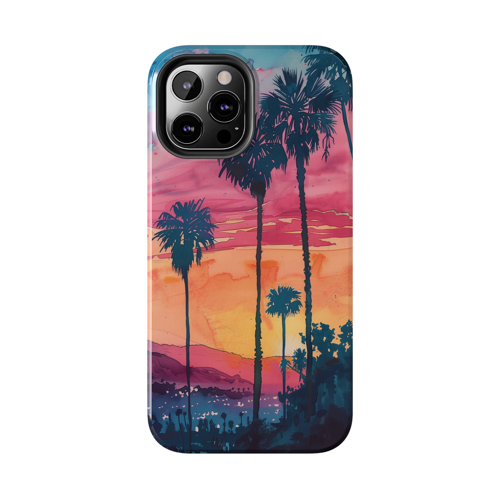 Los Angeles Sunset iPhone Case, Golden Hour Scenic View, Hollywood Hills Sunset Phone Case, Palm Trees Phone Case, iphone 15 pro max case
