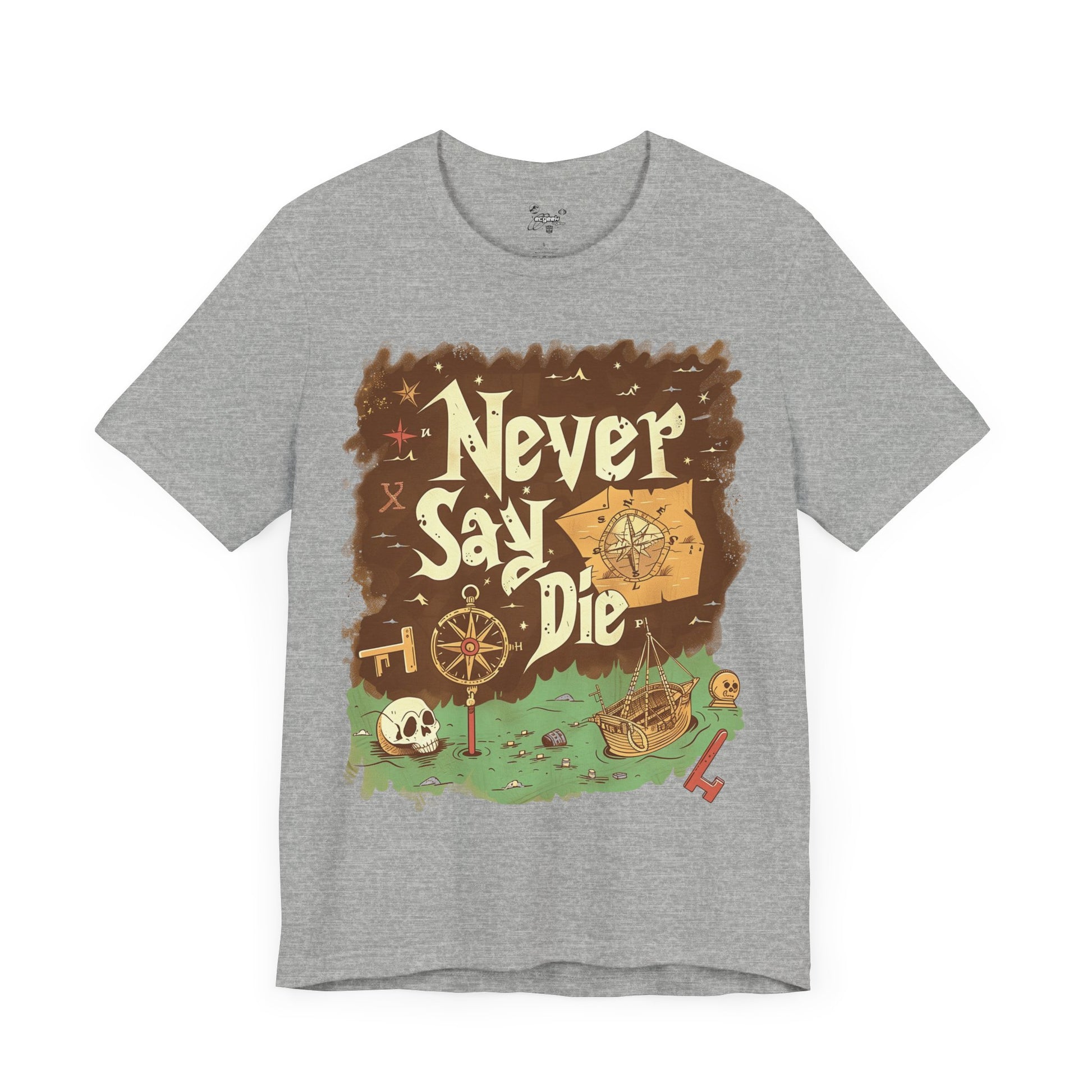 Never Say Die Goonies Inspired Treasure Hunt Shirt Pirate Map Graphic Tee Retro Movie Shirt 80s Movie Lovers