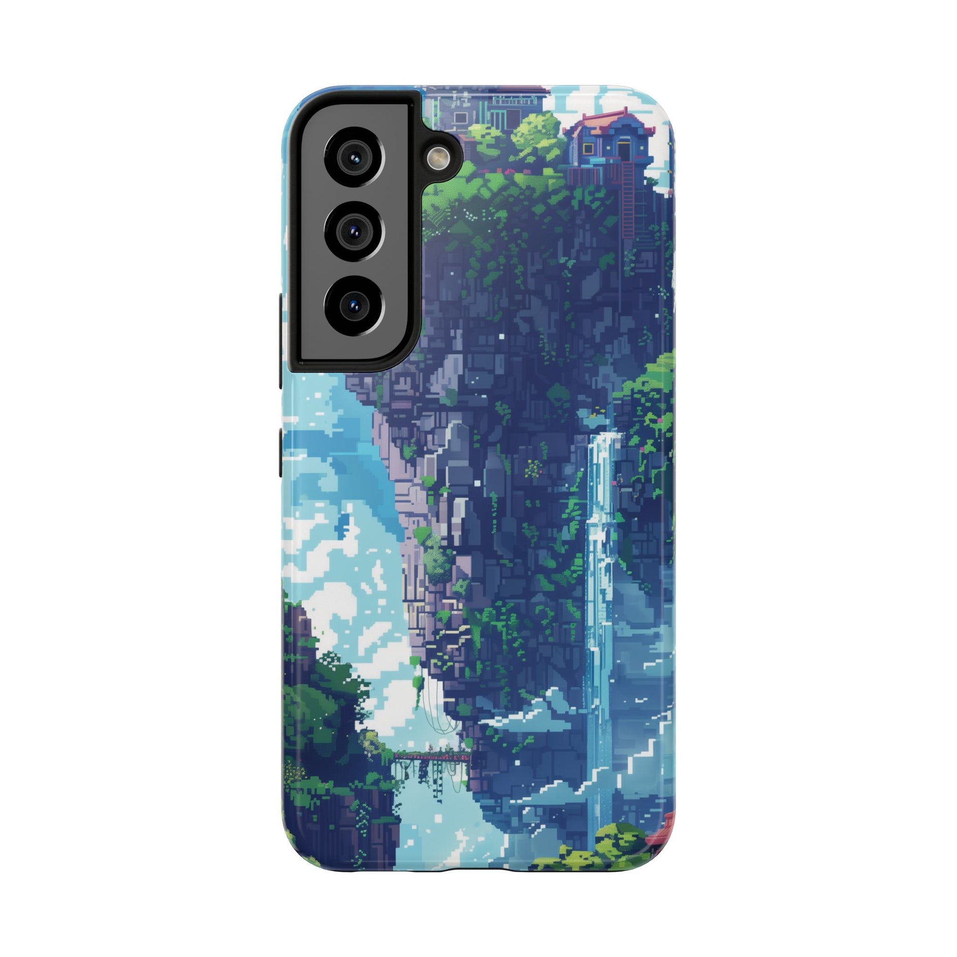 Pixel Art Video Game Landscapes Phone Case, Retro Gaming Pixelated Design, Geeky Gamer Phone Cover, Unique Video Game Art Accessories
