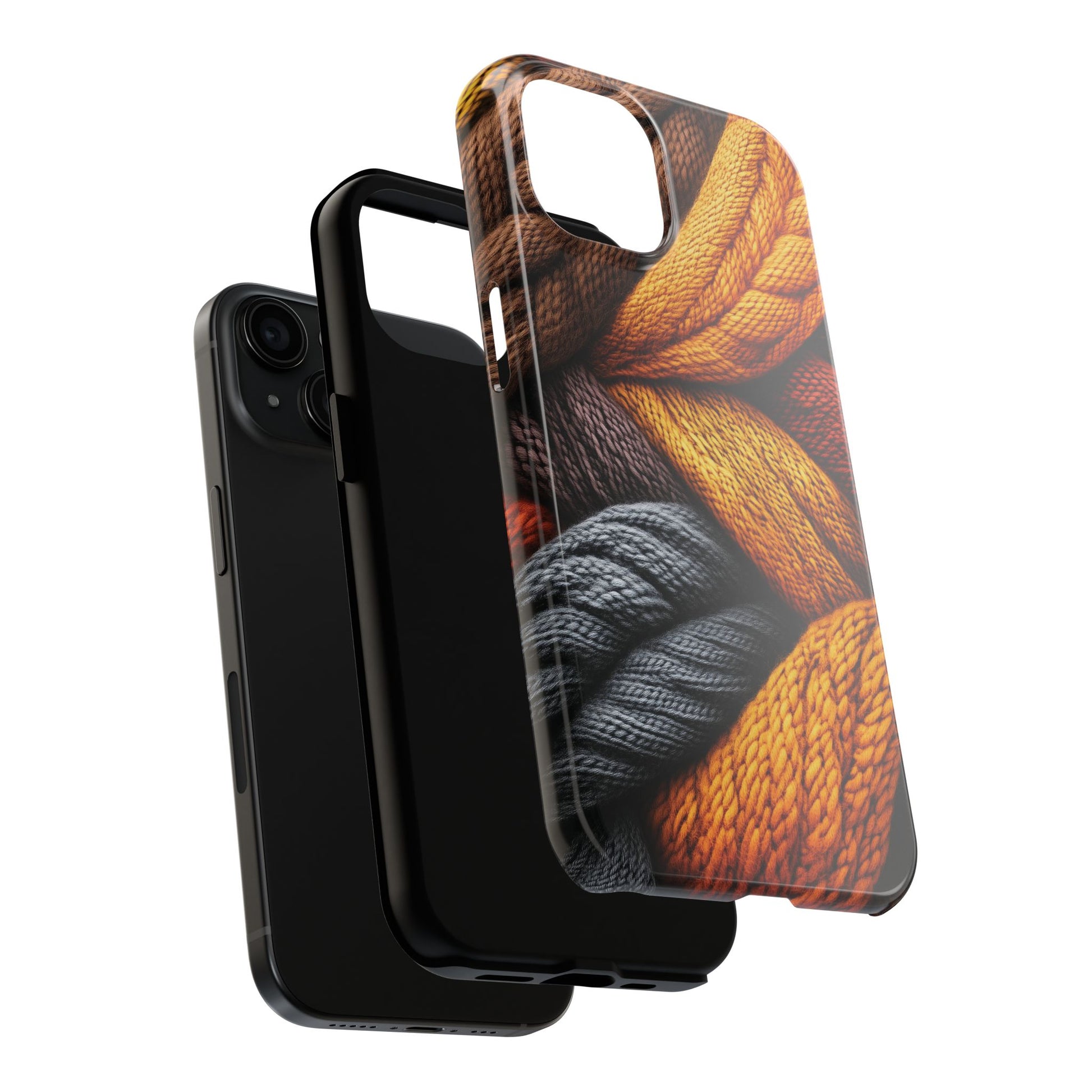 Fall Knit Sweater Cozy Cottagecore Phone Case Boho Embroidered Fall Colors Phone Cover for iPhone 13 14 15 Pro, Samsung Galaxy S22 S23