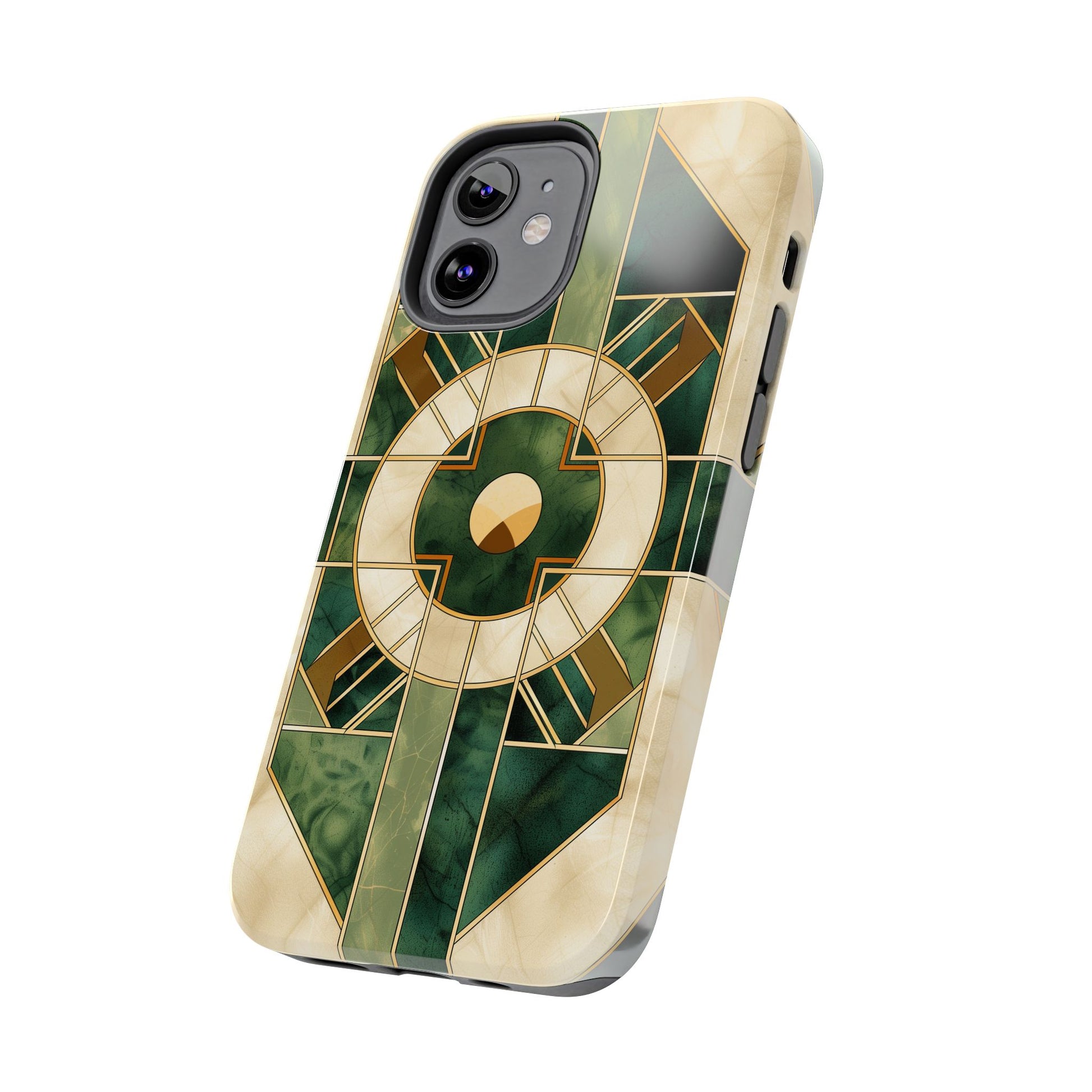 Green Frank Lloyd Wright Inspired Phone Case - Geometric Elegance for iPhone Models