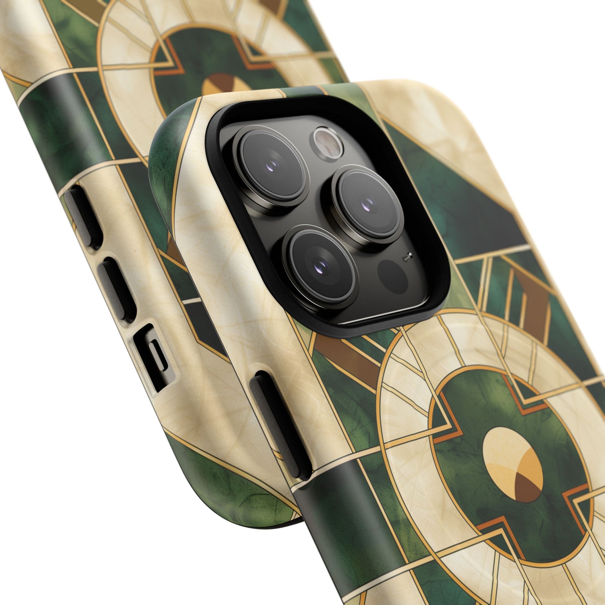 Green Frank Lloyd Wright Magsafe Inspired Case Geometric Elegance Marble Gold Stained Glass Art Deco iPhone 14 15 16 Pro Max Plus MagSafe