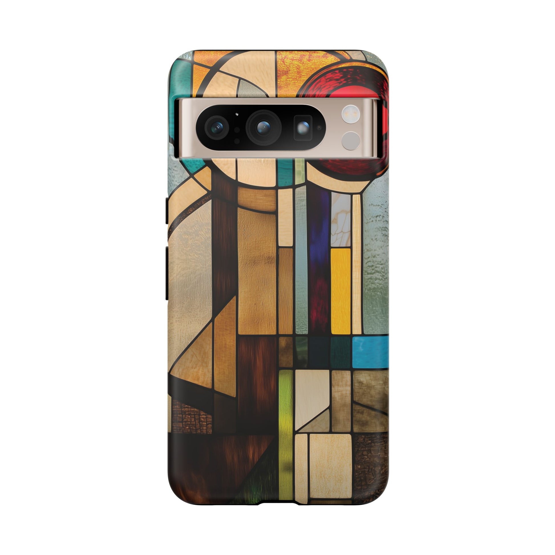 Stained Art Deco Glass Phone Case Frank Lloyd Wright Cottage Core Usonian Prairie Style Geometric Stylish  iPhone 14 15 16 Pro