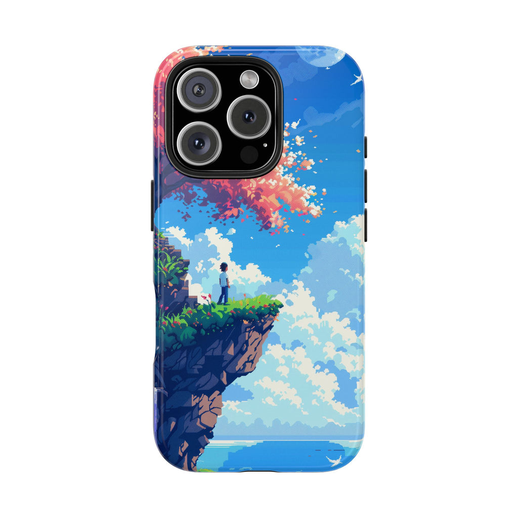 Pixel Art Video Game Landscapes Phone Case, Retro Gaming Pixelated Design, Geeky Gamer Phone Cover, Unique Video Game Art Accessories