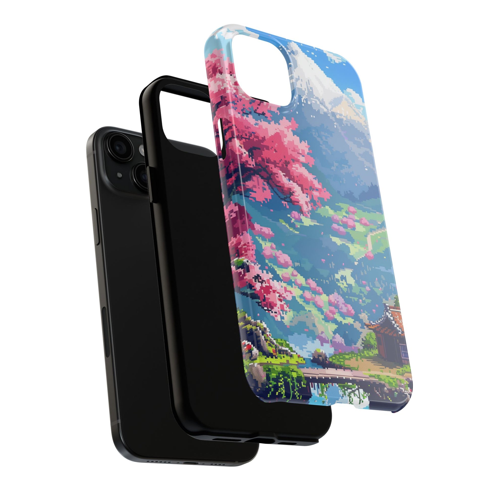 Pixel Art Video Game Landscapes Phone Case, Retro Gaming Pixelated Design, Geeky Gamer Phone Cover, Unique Video Game Art Accessories