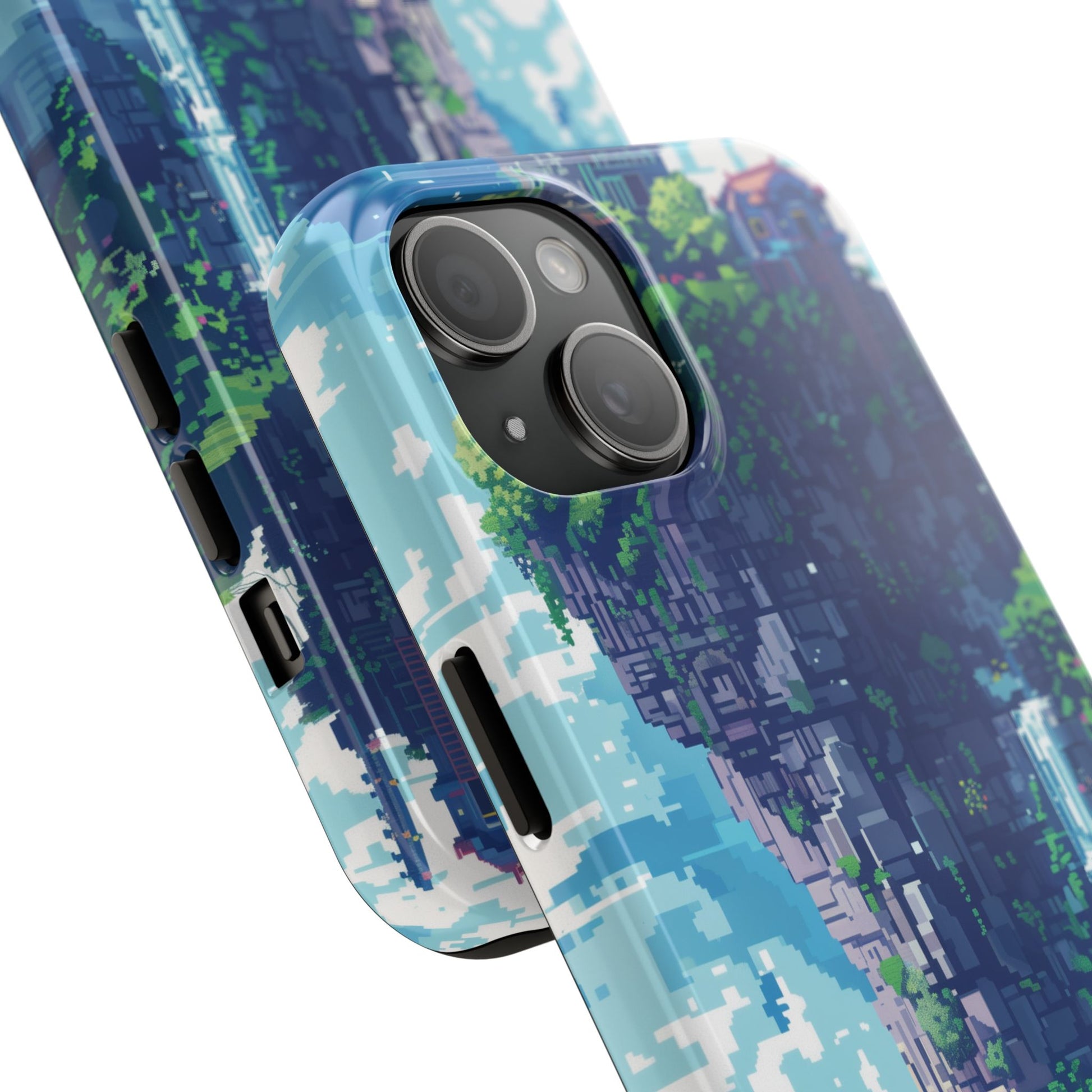 Pixel Art Video Game Landscapes Phone Case, Retro Gaming Pixelated Design, Geeky Gamer Phone Cover, Unique Video Game Art Accessories