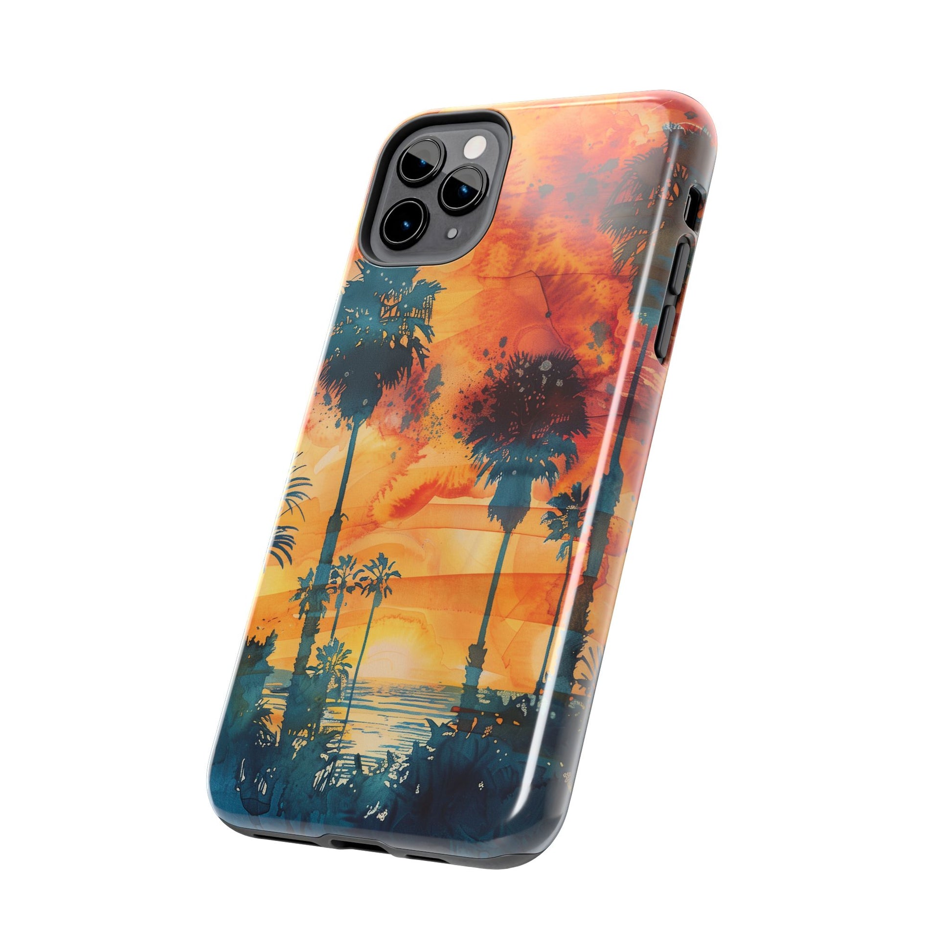 Los Angeles Sunset iPhone Case, Golden Hour Scenic View, Hollywood Hills Sunset Phone Case, Palm Trees Phone Case, iphone 15 pro max case