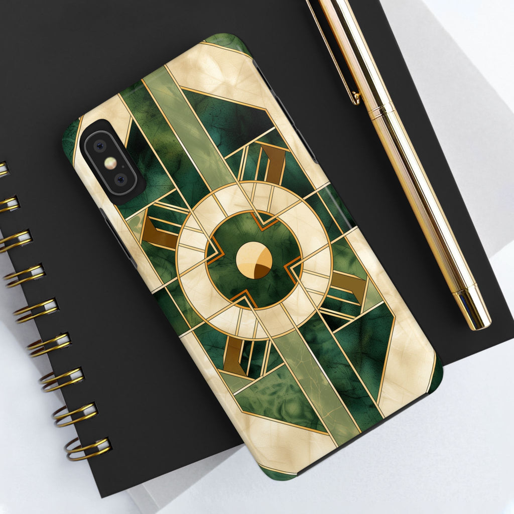 Green Frank Lloyd Wright Inspired Phone Case - Geometric Elegance for iPhone Models
