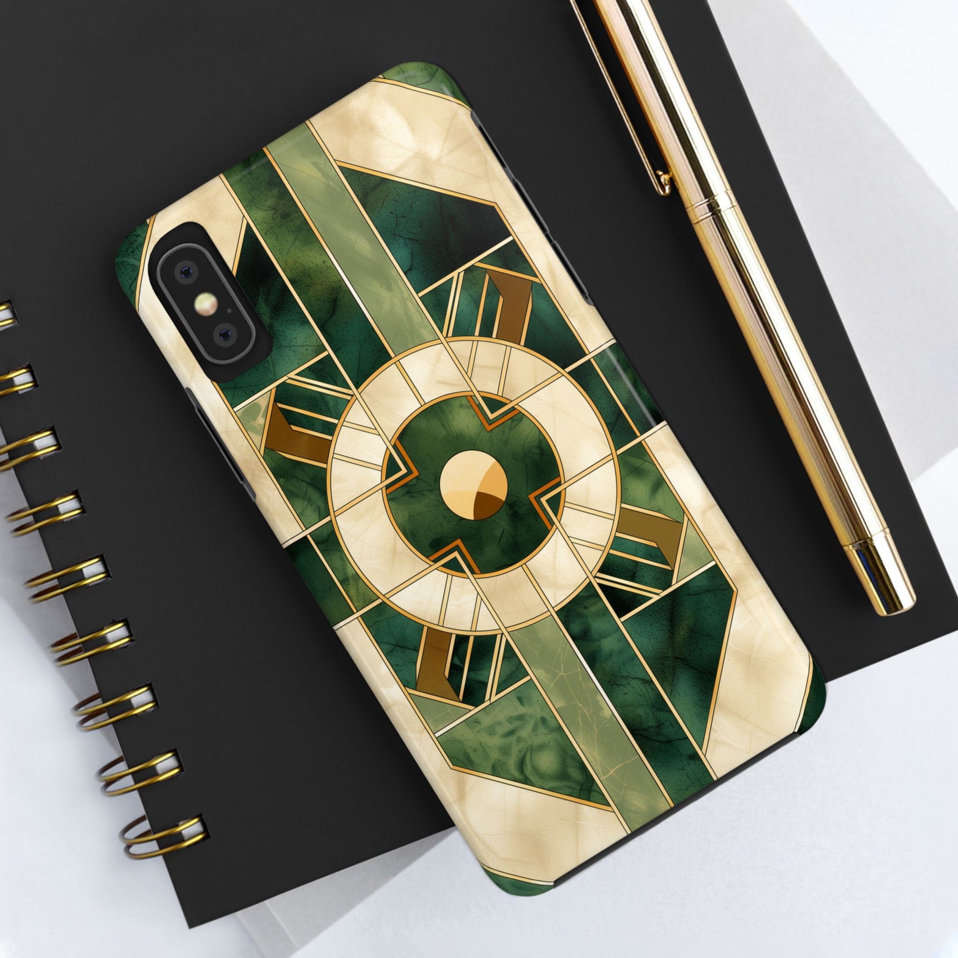 Green Frank Lloyd Wright Inspired Phone Case - Geometric Elegance for iPhone Models