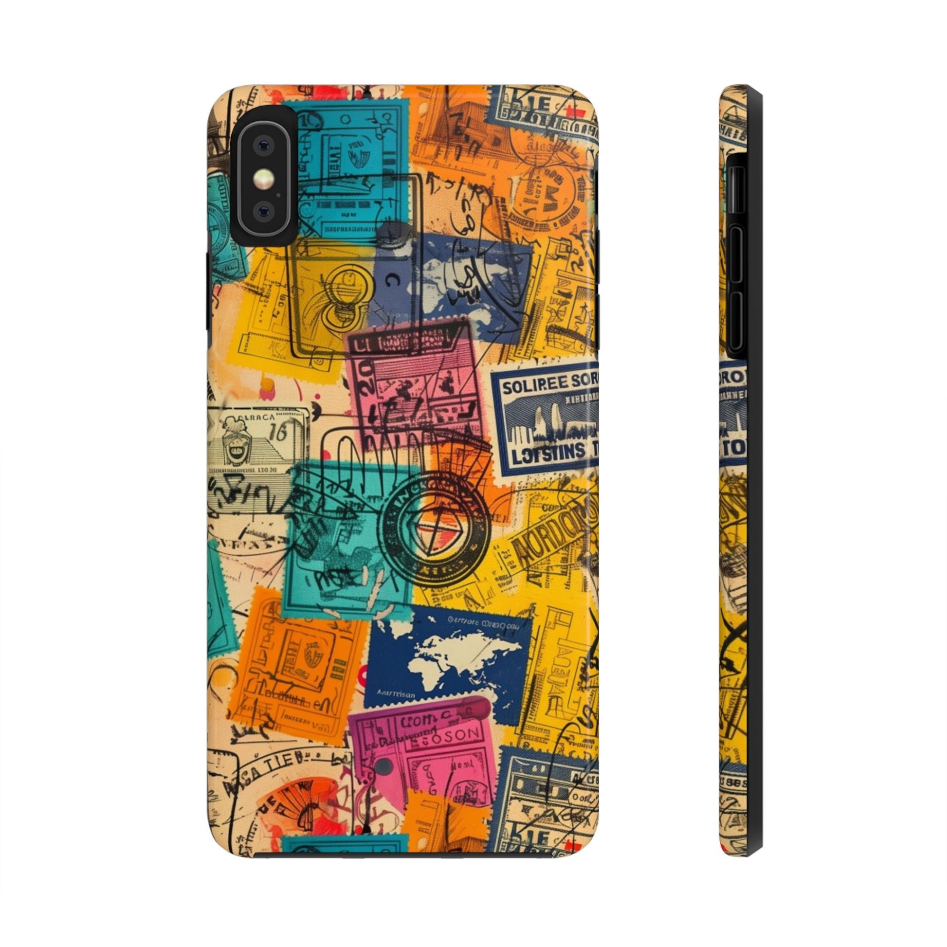 Travel Stamps Tough Case - Durable iPhone case Vintage Travel Stamps Design - Adventure Inspired Case - Protective Global Destination Prints