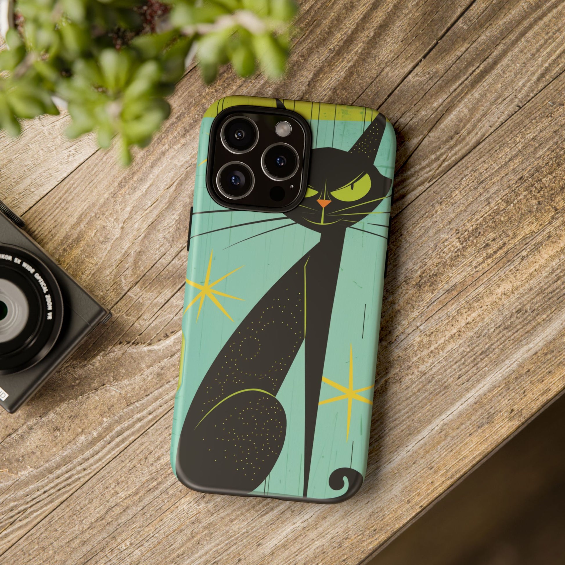 Mid-Century Modern Phone Case, Mid Mod Android Case, Atomic Cats Android Case, Retro Chic Smartphone Cover, Unique Artistic Phone Accessory