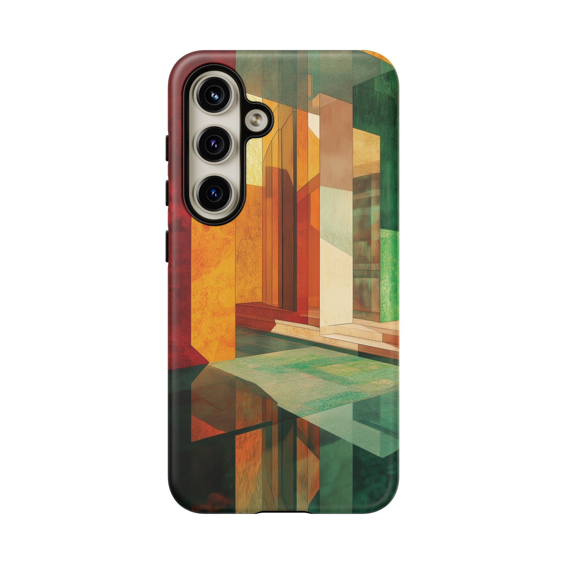Art Deco Frank Lloyd Wright Inspired Usonian Phone Case Geometric Stained Glass Art Deco Marble Gold 13 14 15 16 iPhone Pro Max Galaxy Pixel