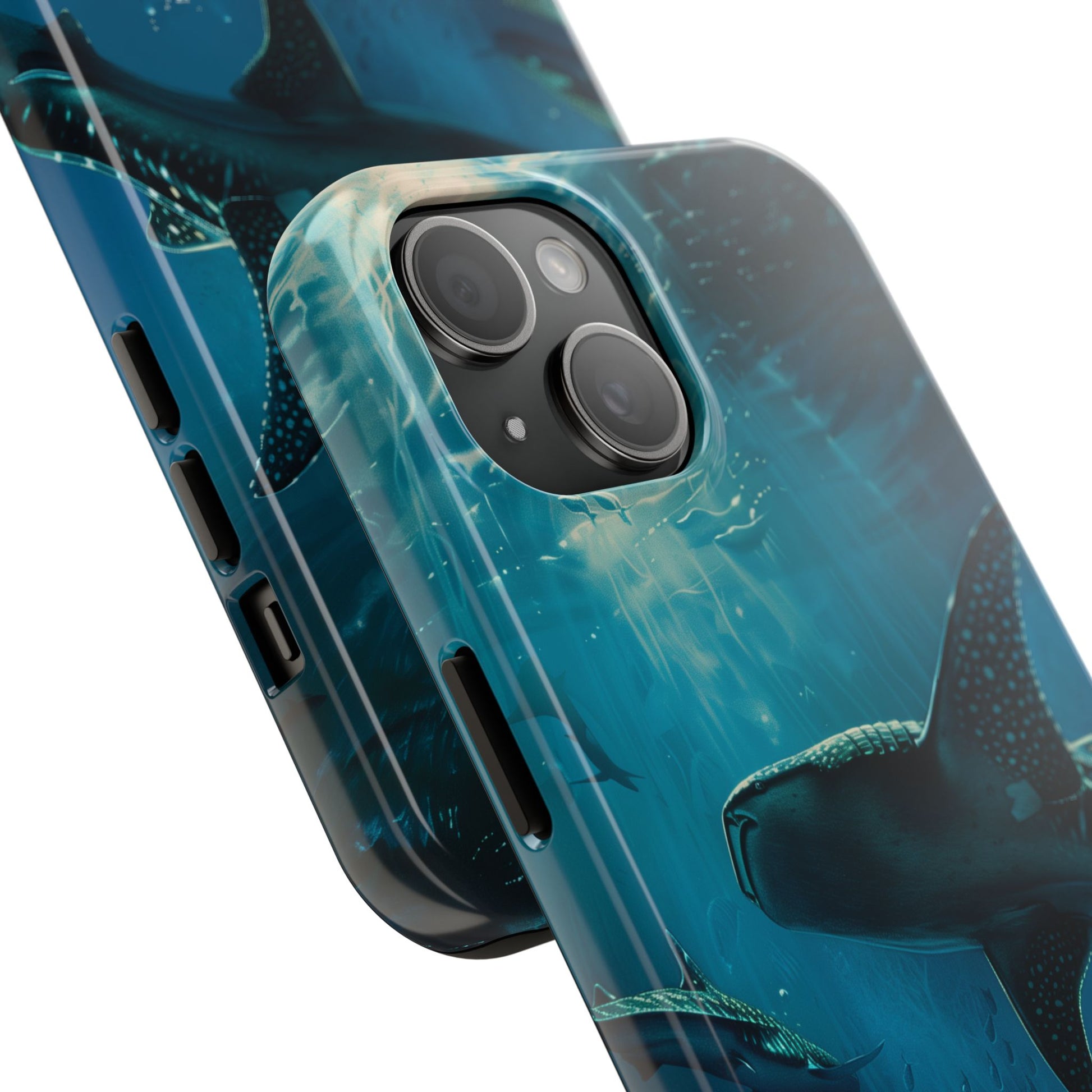 Tranquil Trio: Three Whale Sharks Tough Phone Case