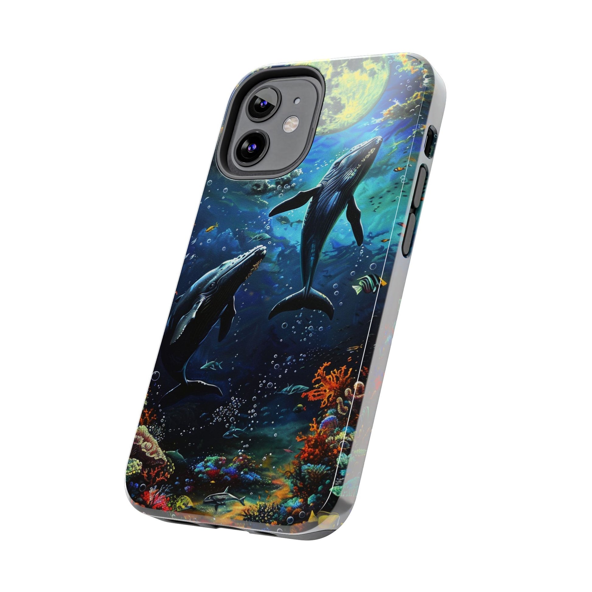 Moonlit Whales Underwater Phone Case - Durable and Stunning Protective Cover