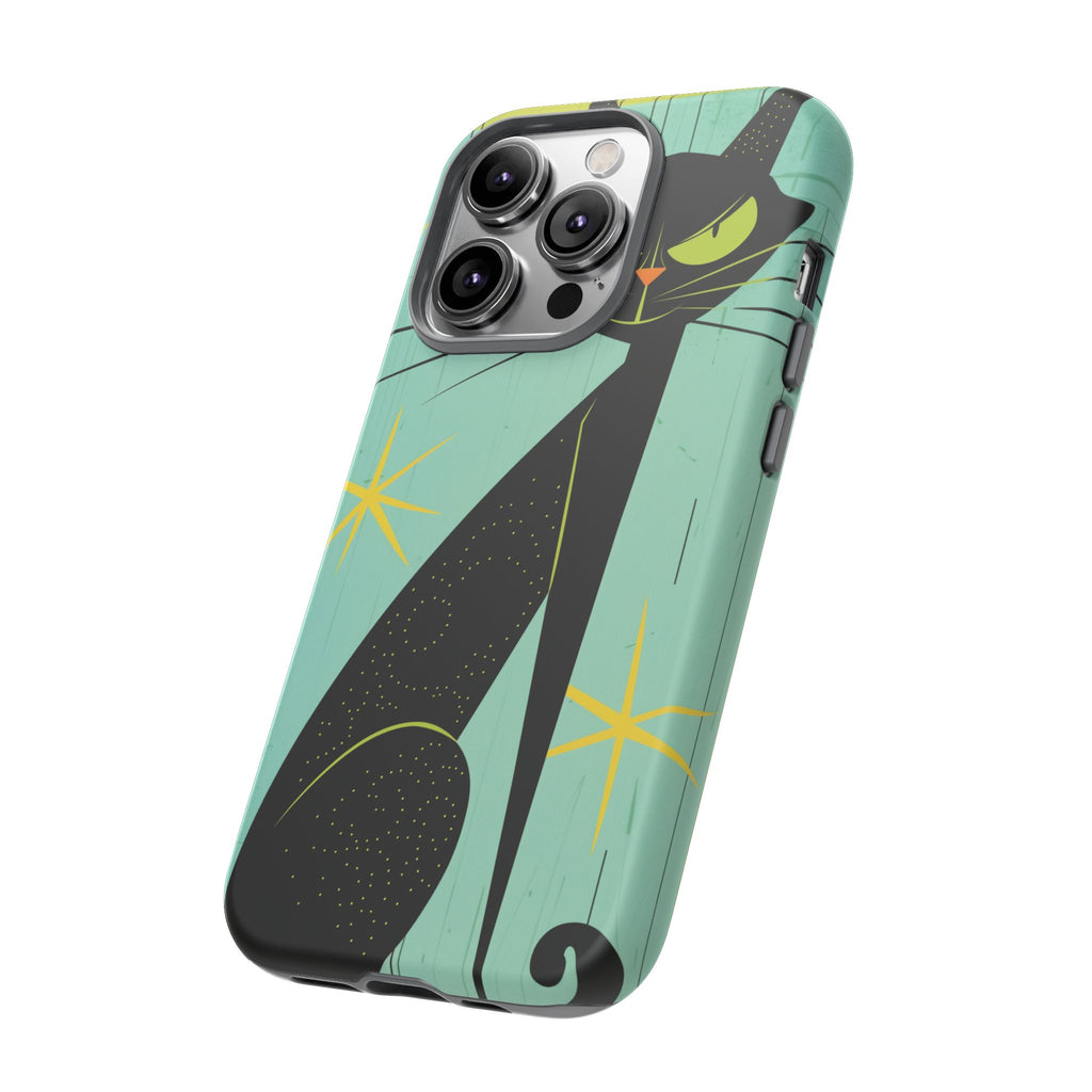 Mid-Century Modern Phone Case, Mid Mod Android Case, Atomic Cats Android Case, Retro Chic Smartphone Cover, Unique Artistic Phone Accessory