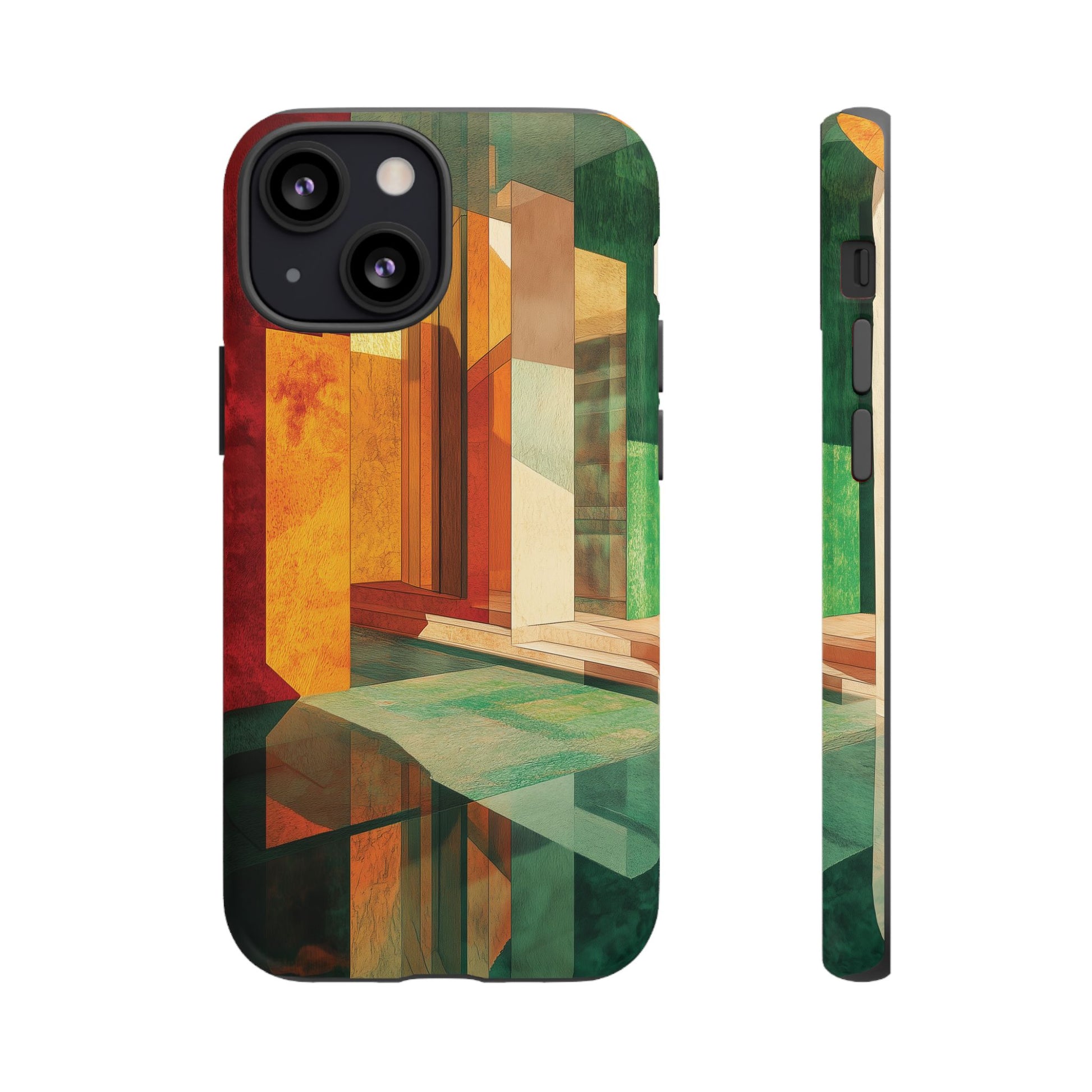 Art Deco Frank Lloyd Wright Inspired Usonian Phone Case Geometric Stained Glass Art Deco Marble Gold 13 14 15 16 iPhone Pro Max Galaxy Pixel