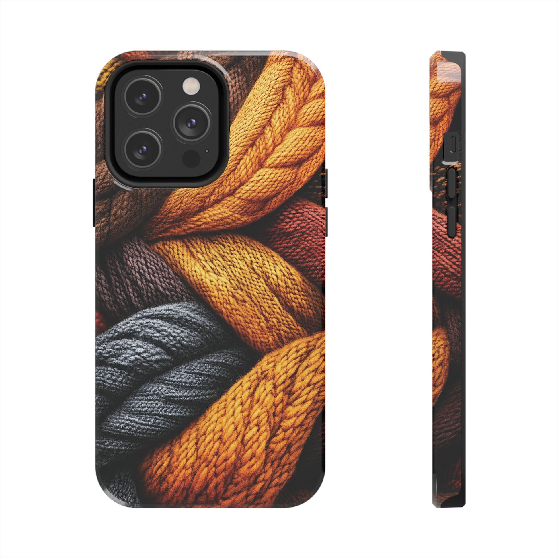Fall Knit Sweater Cozy Cottagecore Phone Case Boho Embroidered Fall Colors Phone Cover for iPhone 13 14 15 Pro, Samsung Galaxy S22 S23
